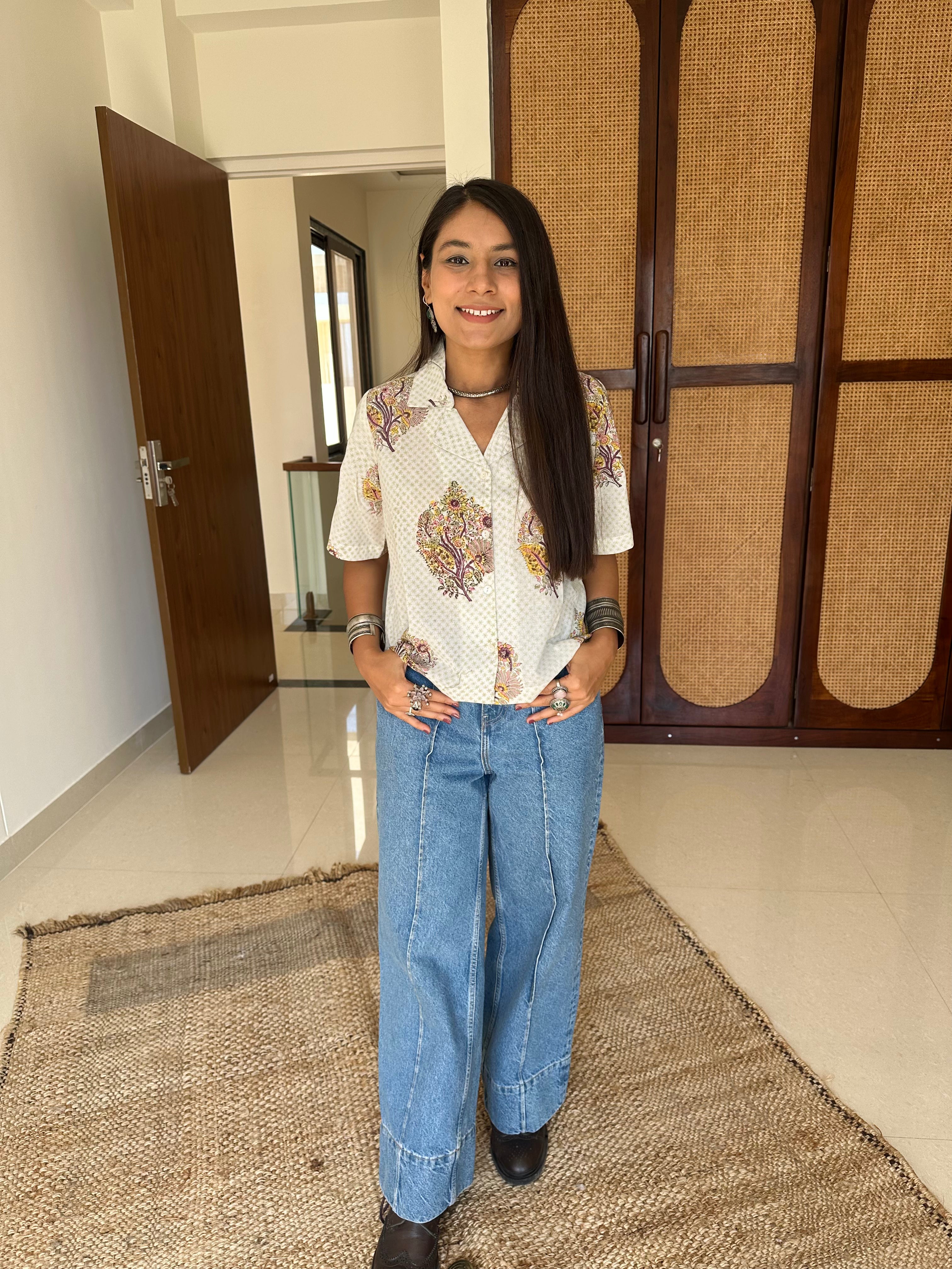 "Sonam" Hand Block Printed Cotton Shirt