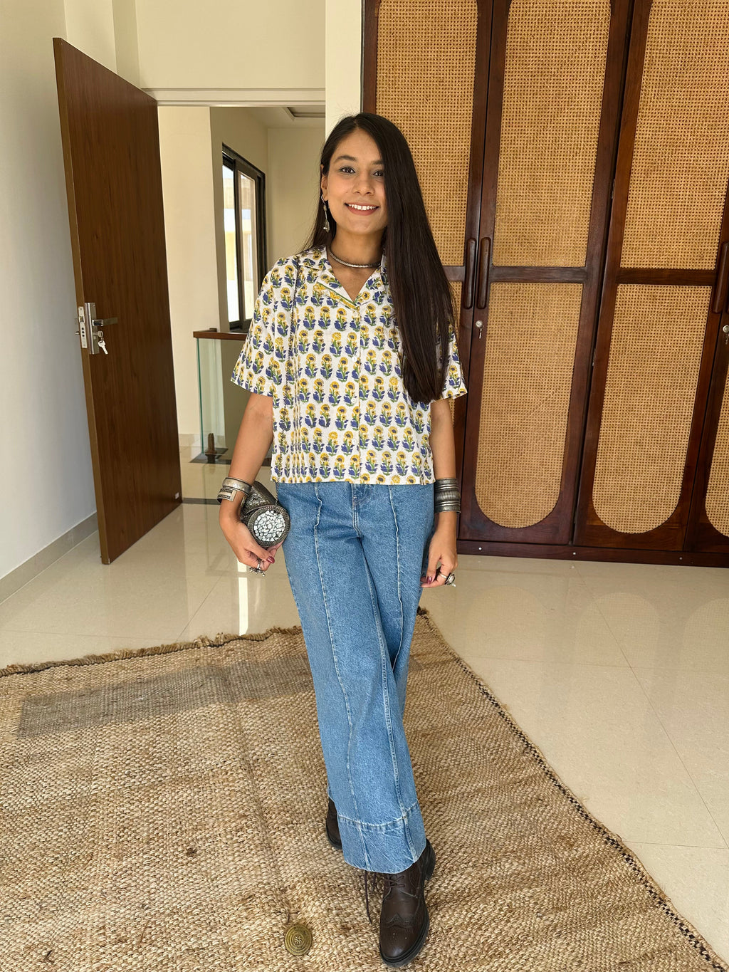 "Aisha" Hand Block Printed Cotton Shirt