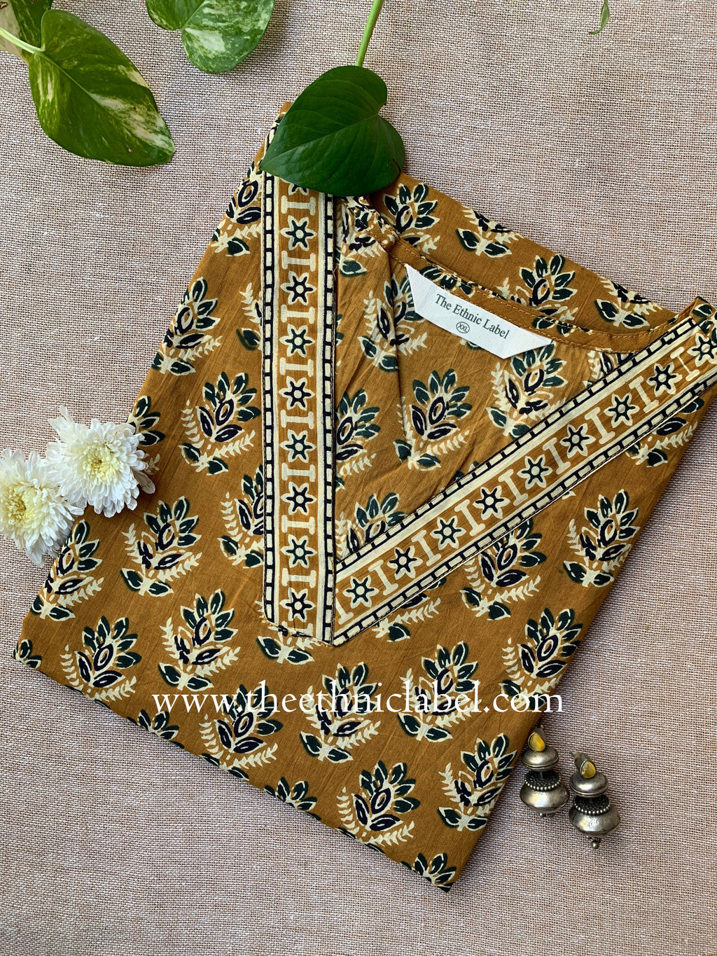 "Gunjal" Hand Block Printed Cotton kurta - XXL