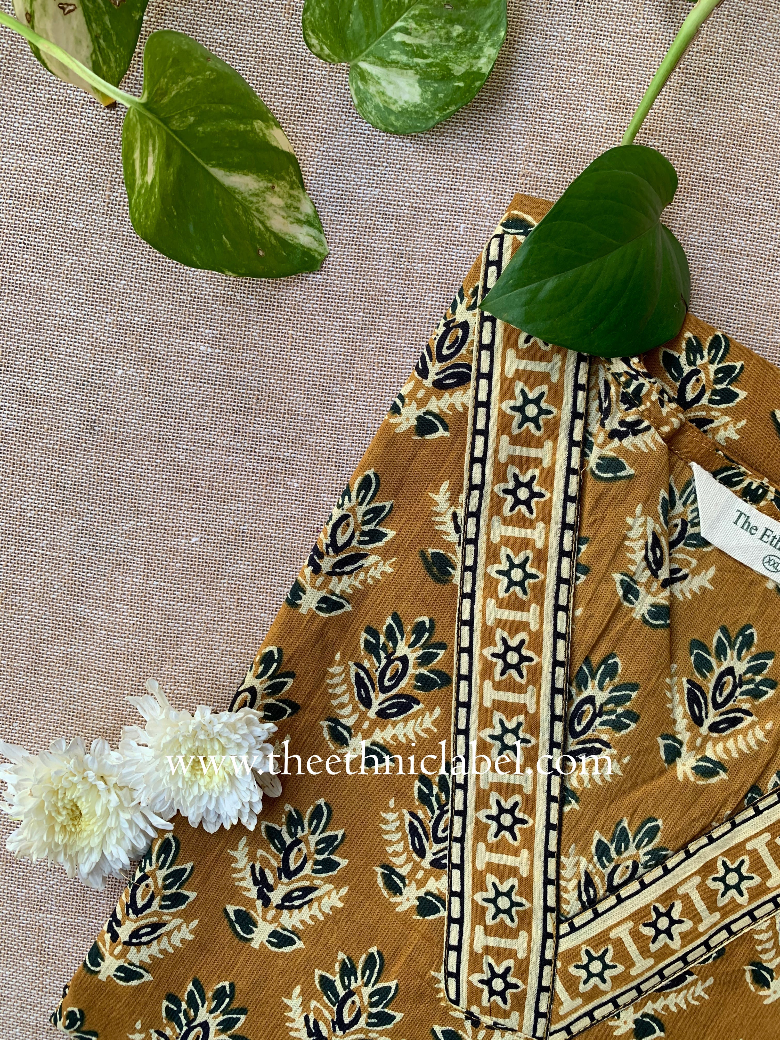 "Gunjal" Hand Block Printed Cotton kurta - XXL