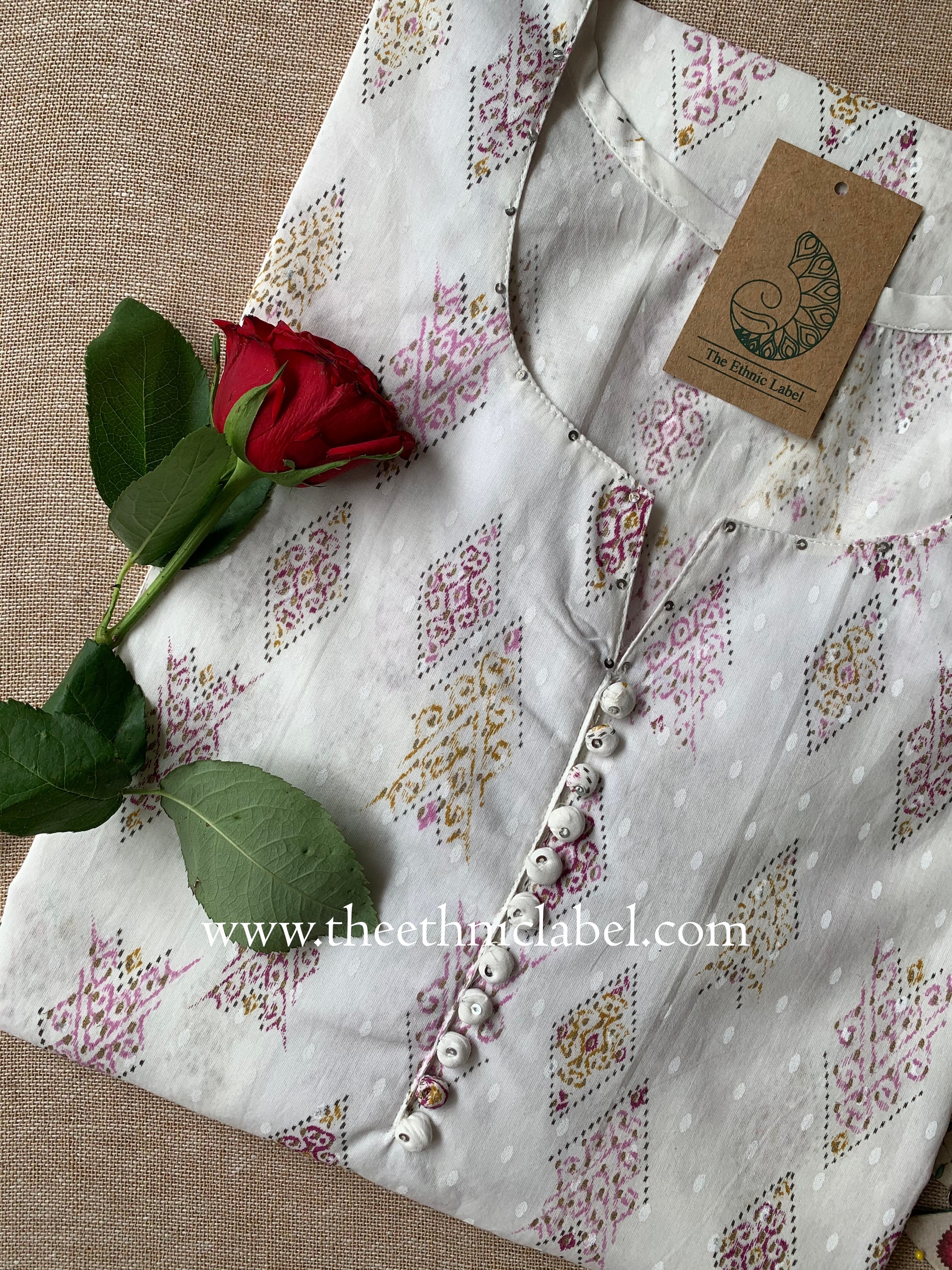 "Sugandha" Buttoned Cotton kurta - Big Size
