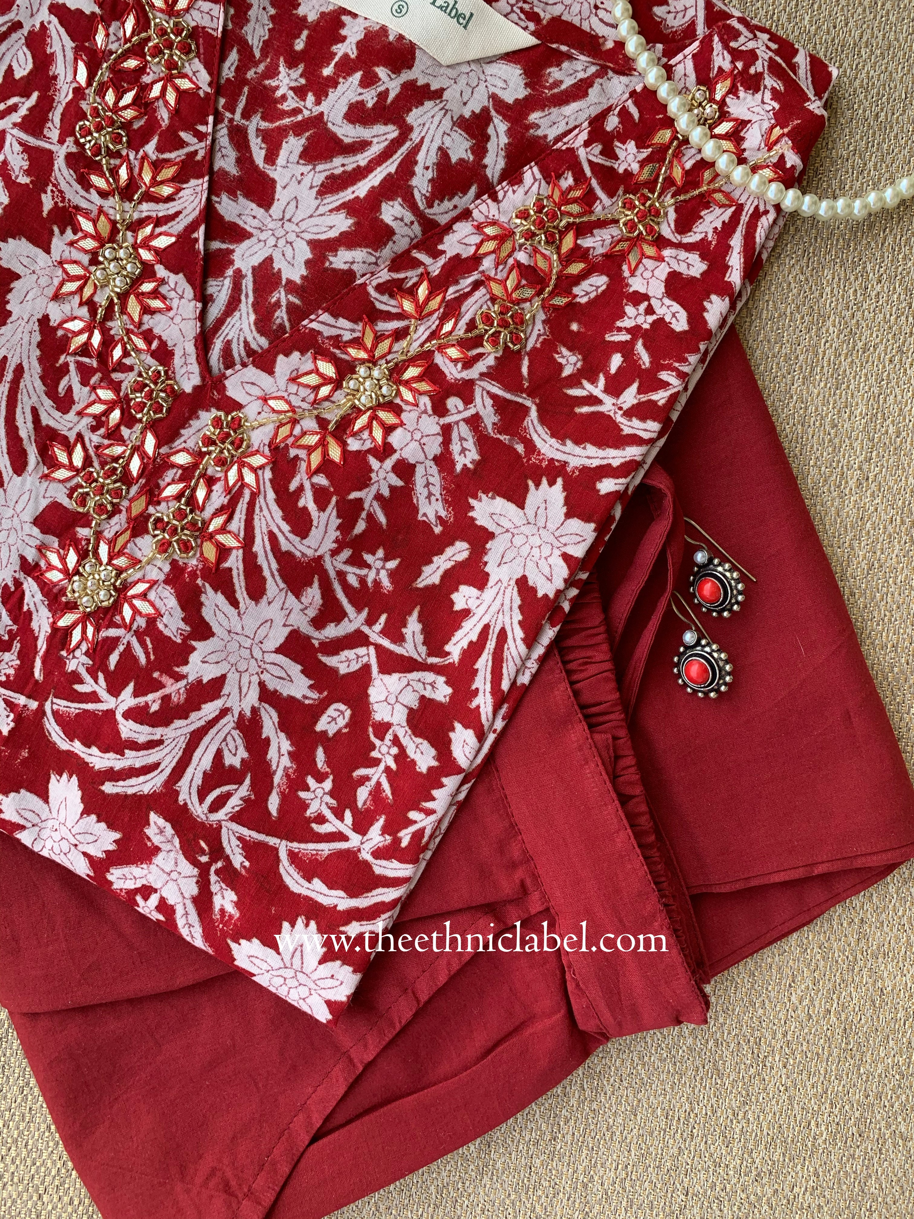 "Archita" Hand Block Printed Kurta with Straight Pant-2pc