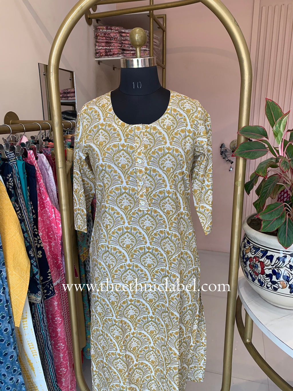 "Ritu" Kantha Buttoned Cotton kurta- S, XXL