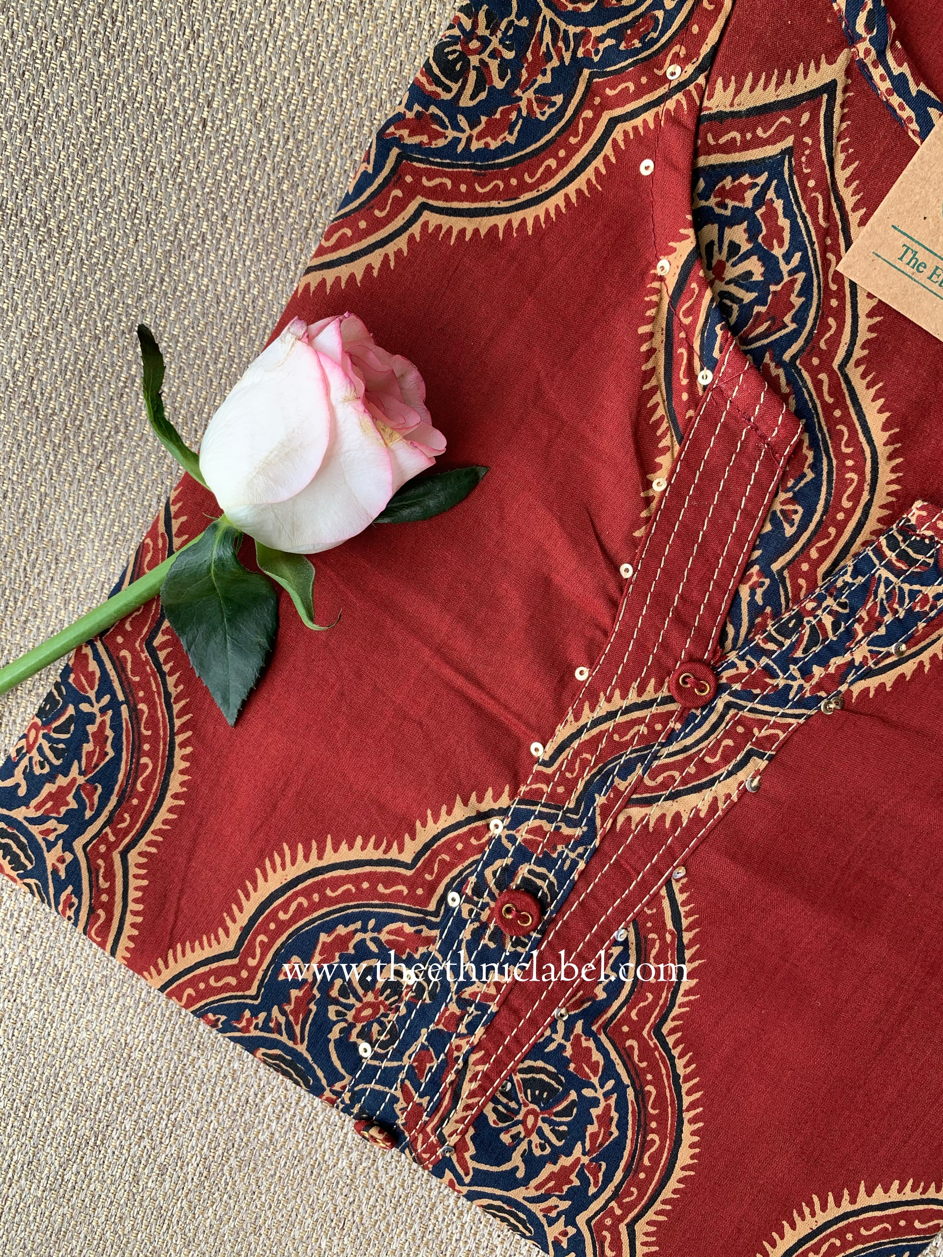 Sargam Ajrakh Printed Cotton kurta