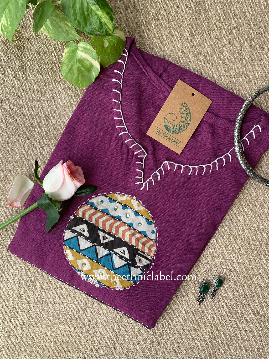 Pratha-Purple A Line Cotton kurta