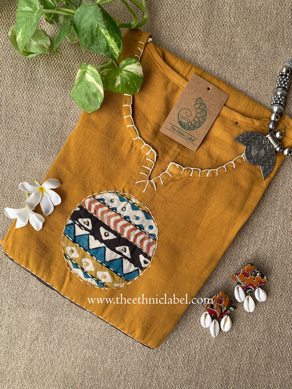 Pratha-Mustard A Line Cotton kurta