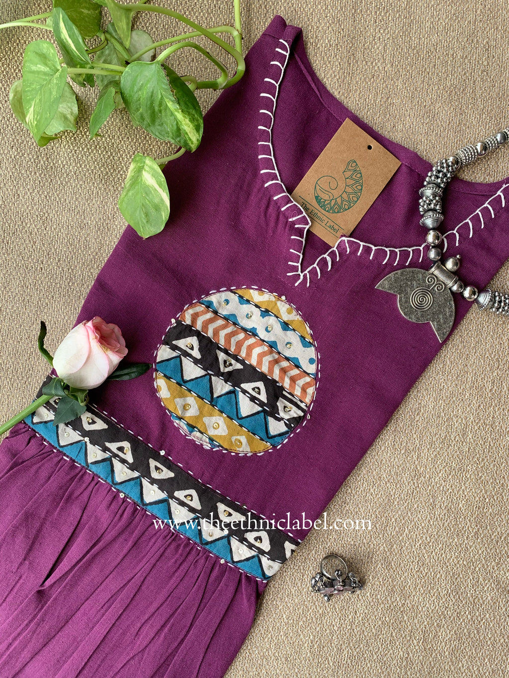 Pratha-Purple A Line Cotton kurta