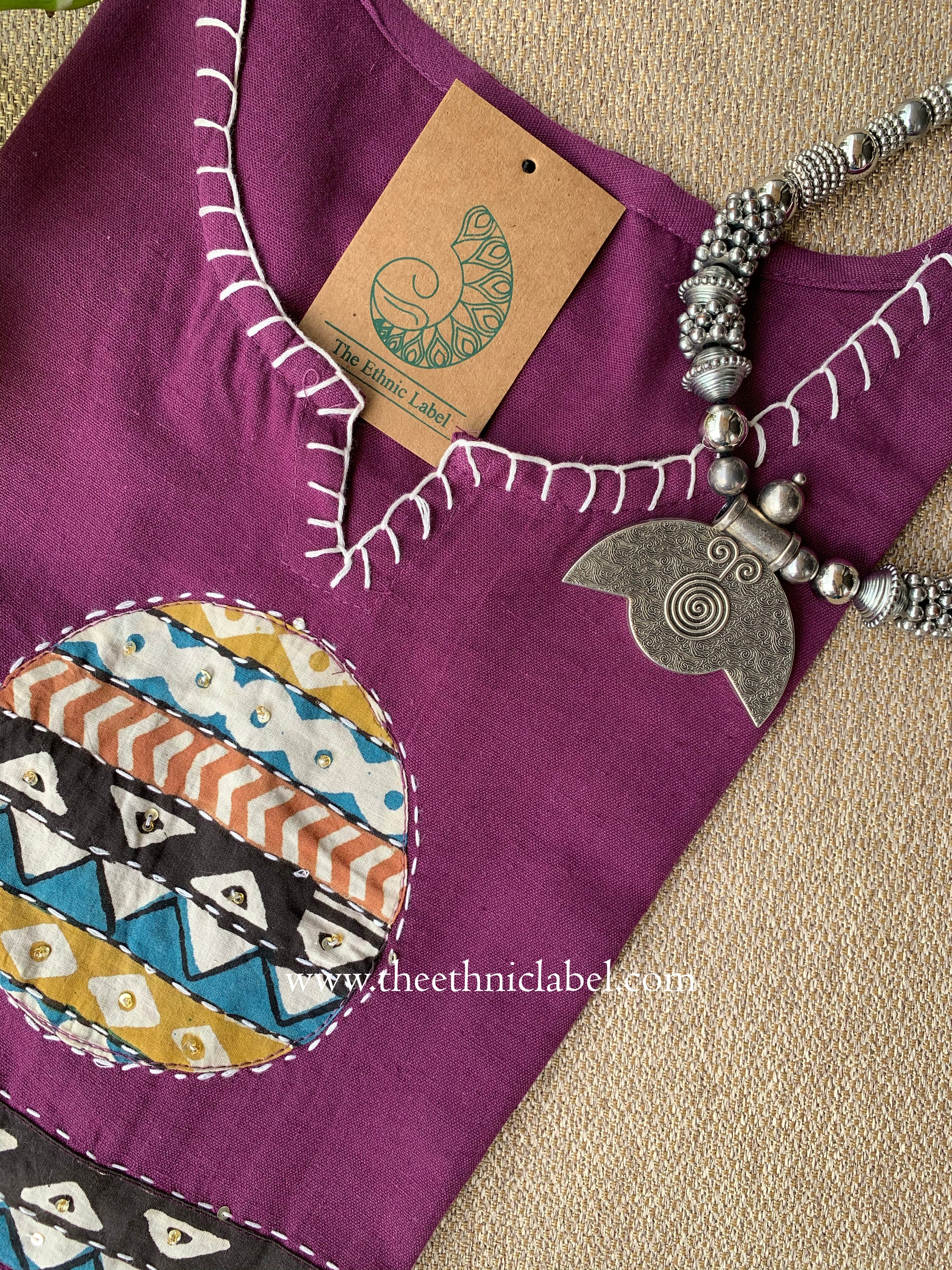 Pratha-Purple A Line Cotton kurta