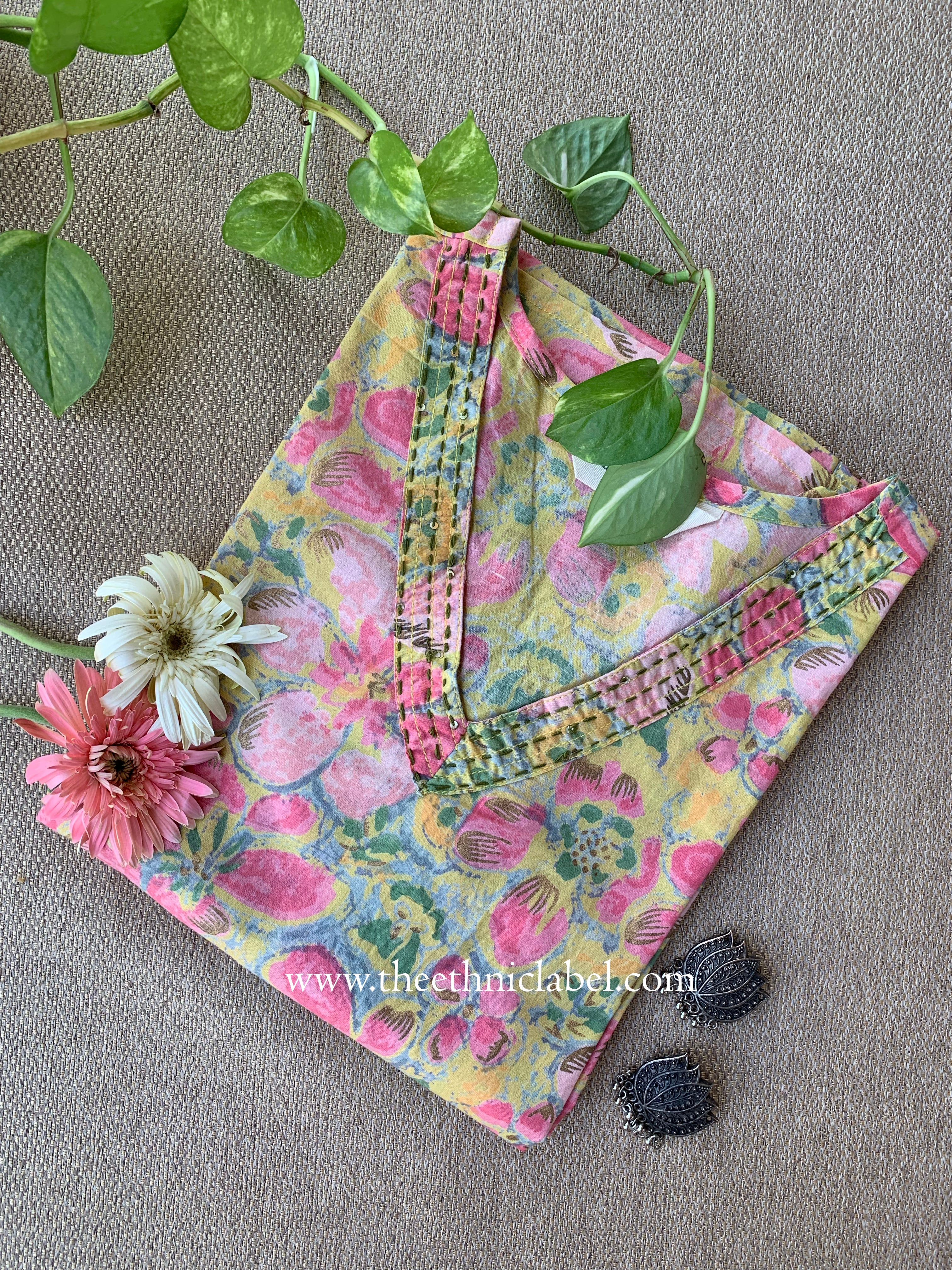 "Mirina" Floral Cotton Kurta- Big Size