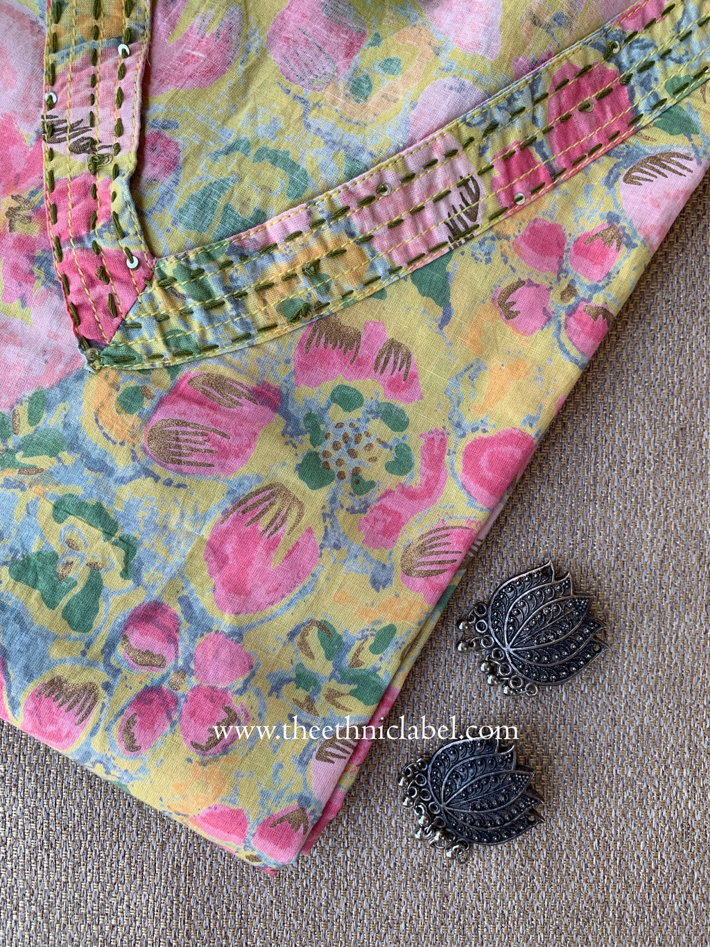 "Mirina" Floral Cotton Kurta- Big Size