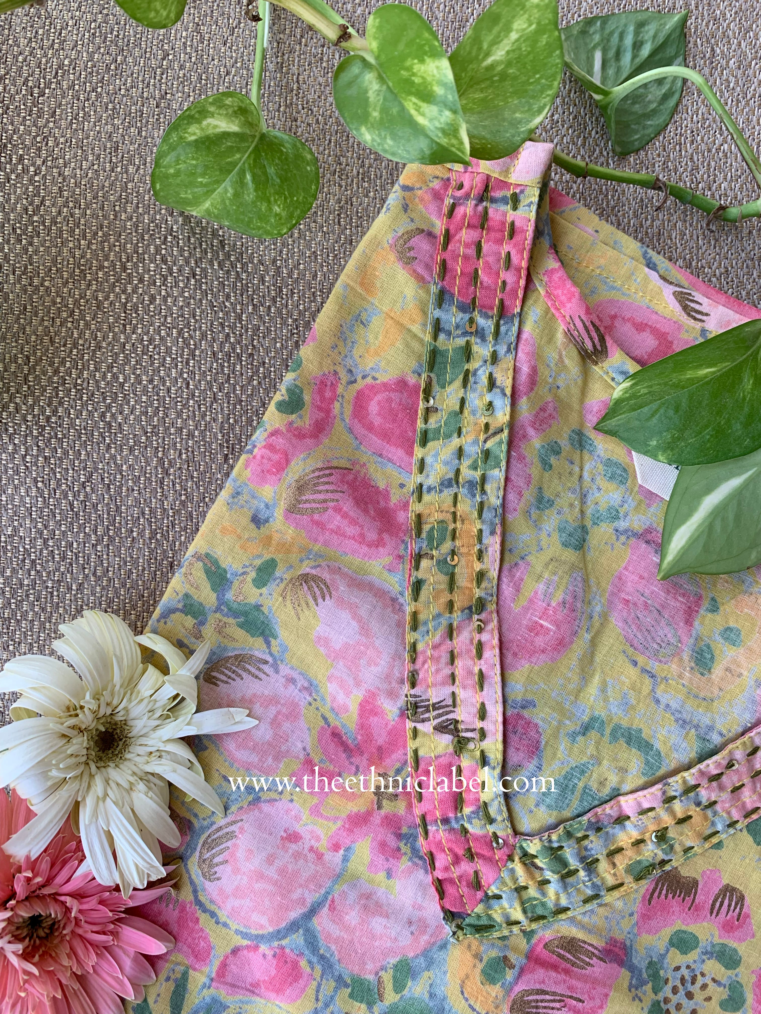 "Mirina" Floral Cotton Kurta- Big Size