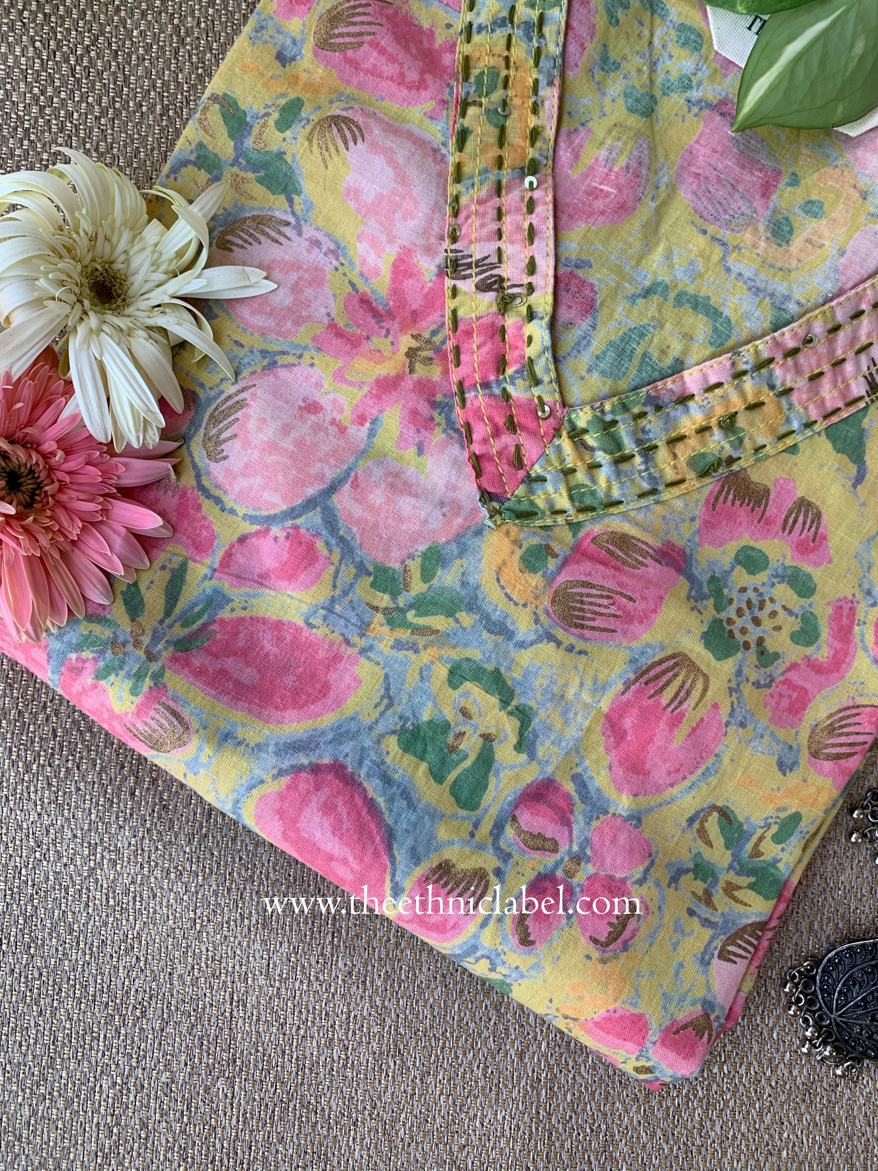 "Mirina" Floral Cotton Kurta- Big Size