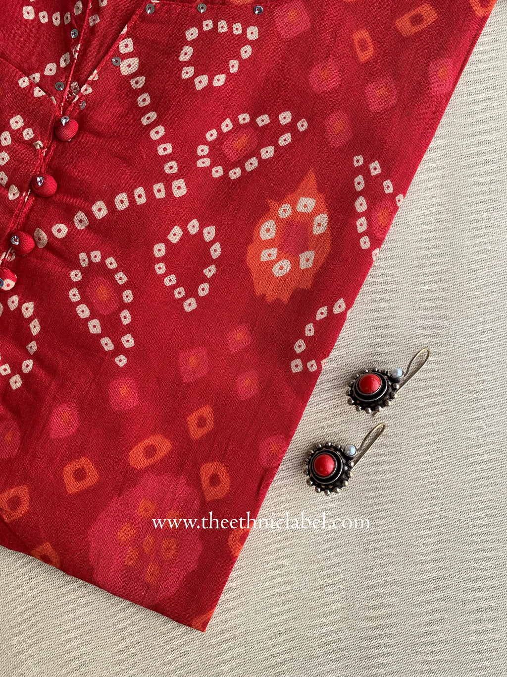 Kala Bandhani Printed Cotton Kurta-  L