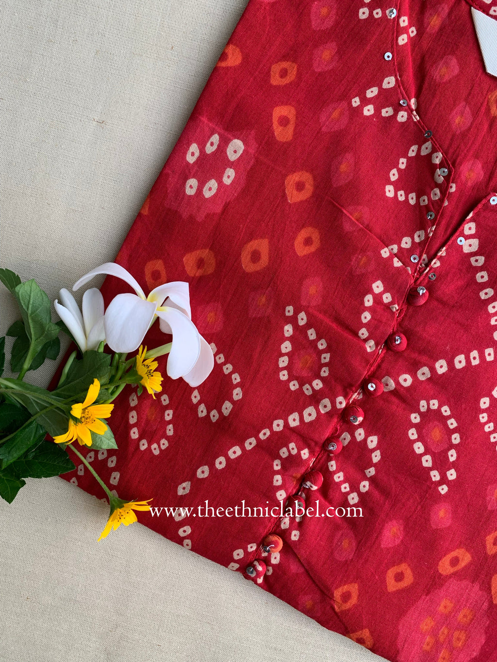Kala Bandhani Printed Cotton Kurta-  L