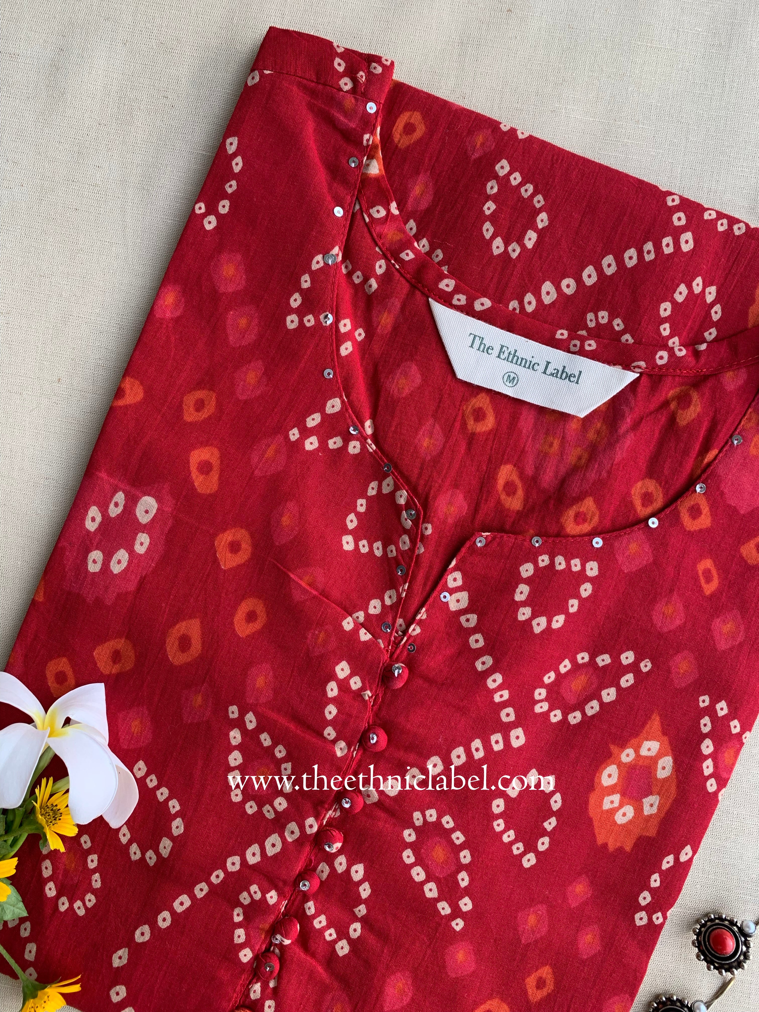Kala Bandhani Printed Cotton Kurta-  L