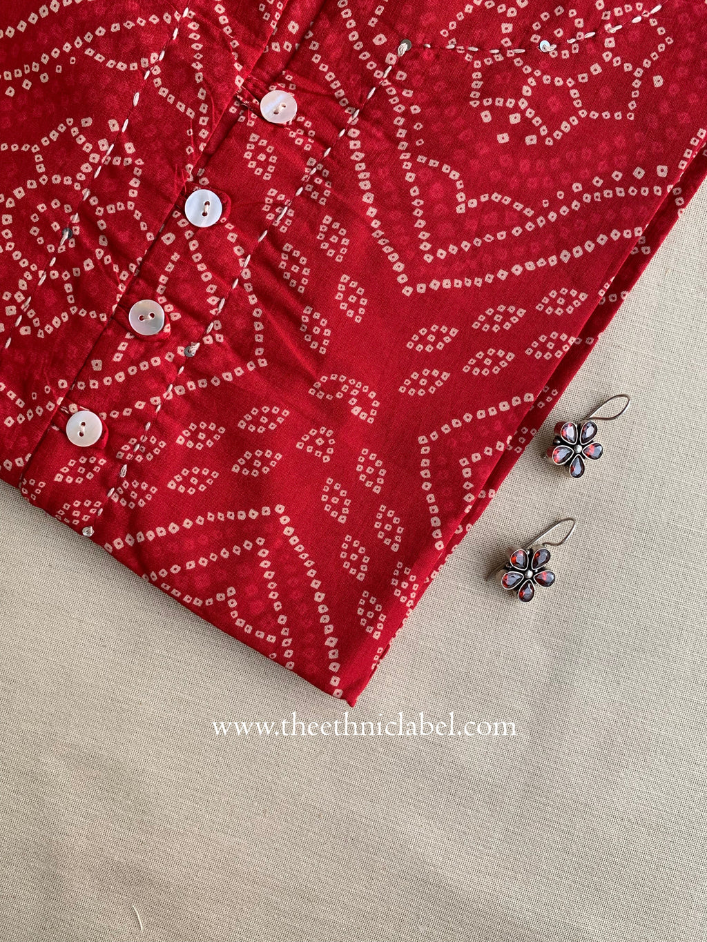 Roma Bandhani Buttoned Cotton Kurta