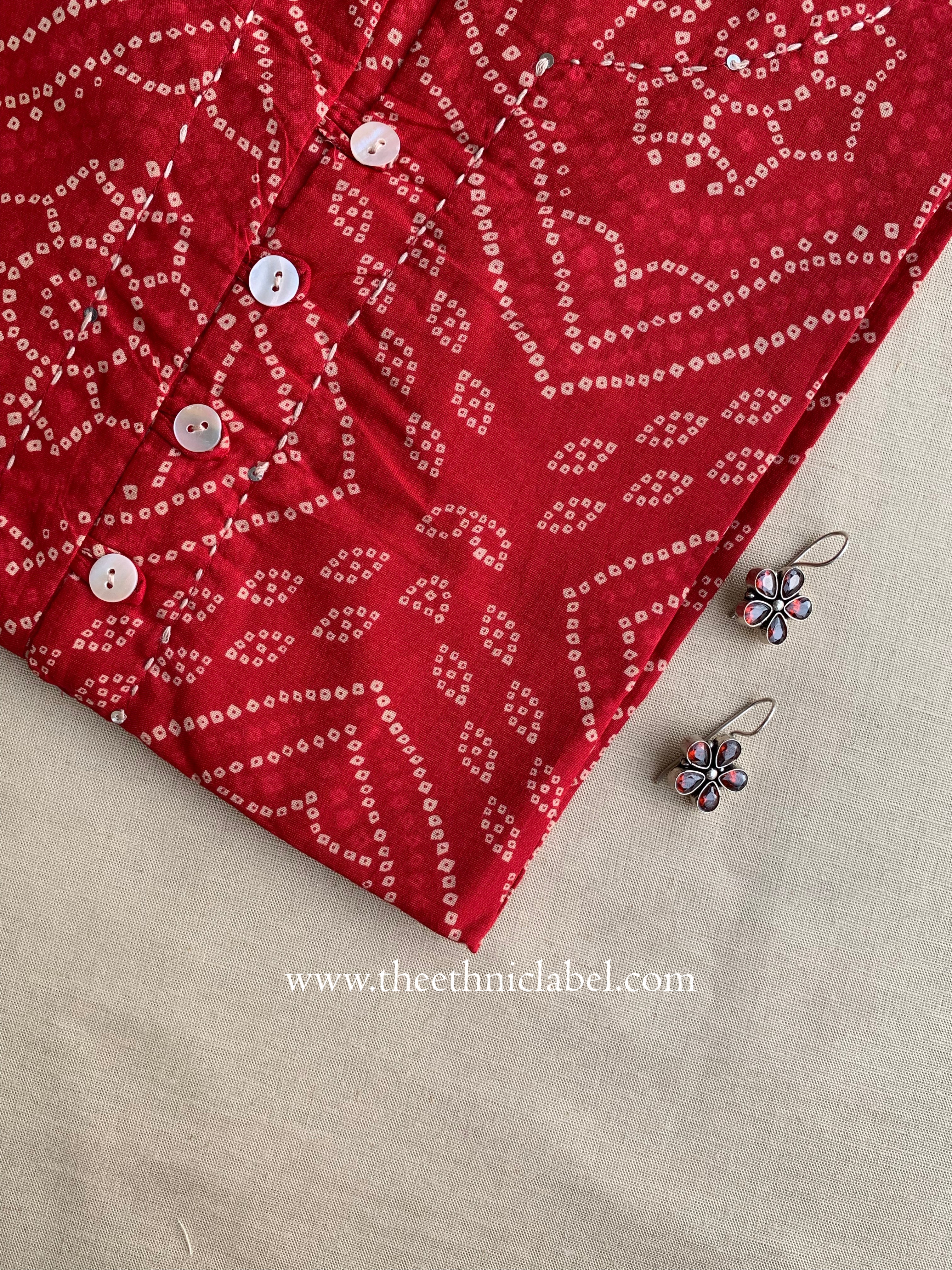 Roma Bandhani Buttoned Cotton Kurta
