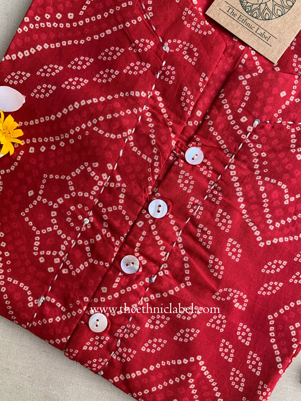 Roma Bandhani Buttoned Cotton Kurta