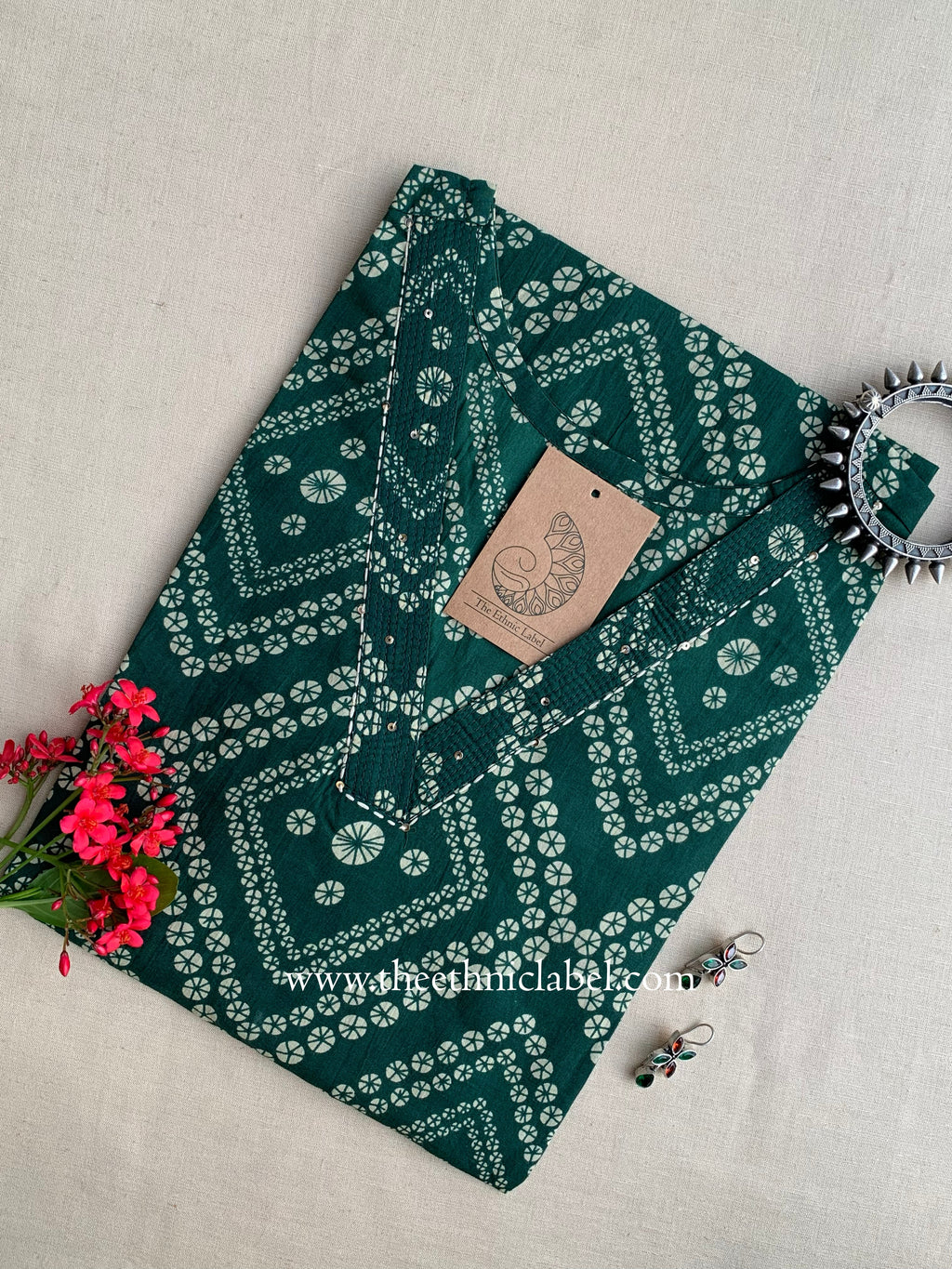 "Aarini" Bandhani Kantha Cotton Kurta