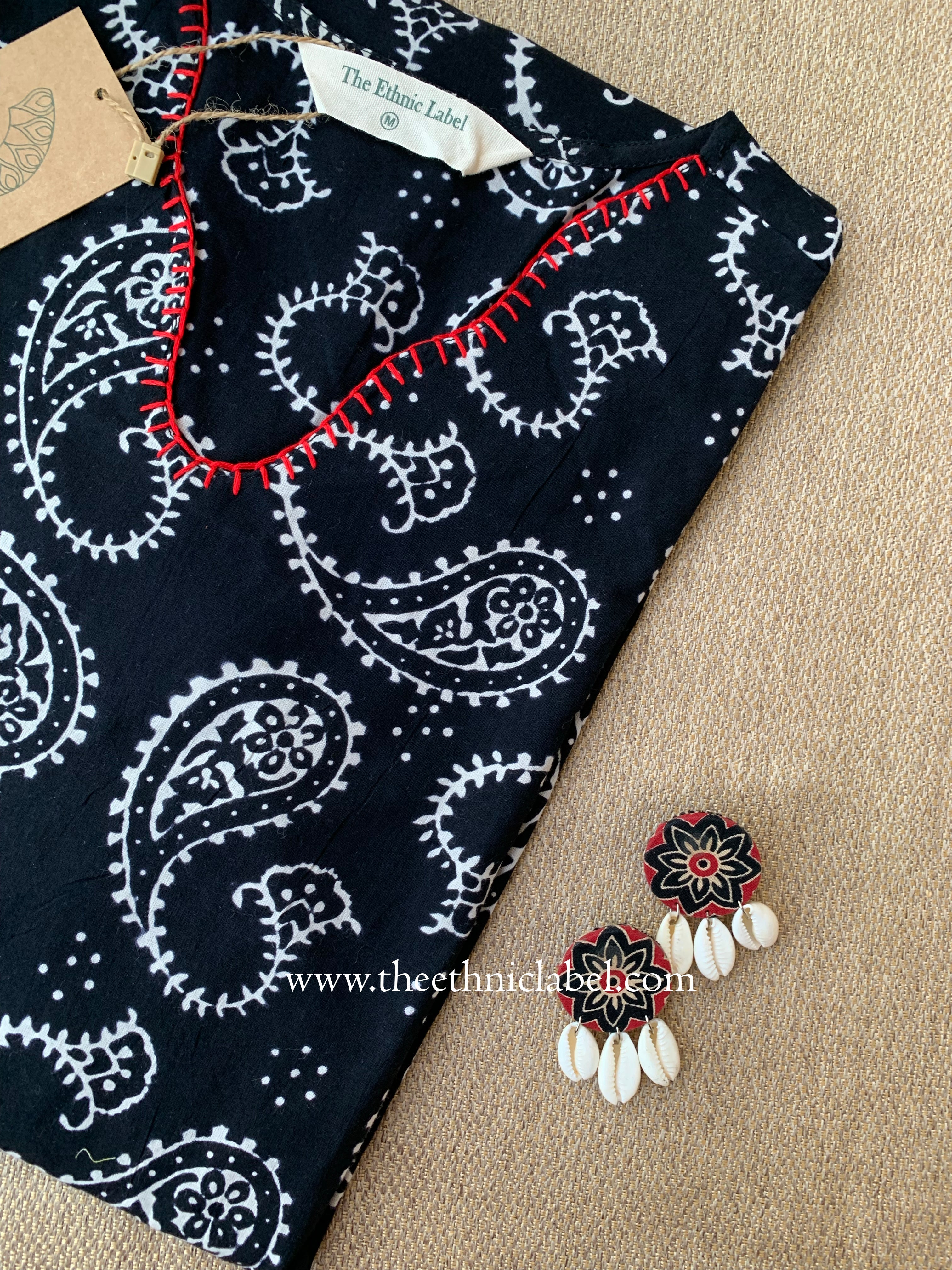 "Rubal" Hand Block Printed Scalloped Cotton kurta