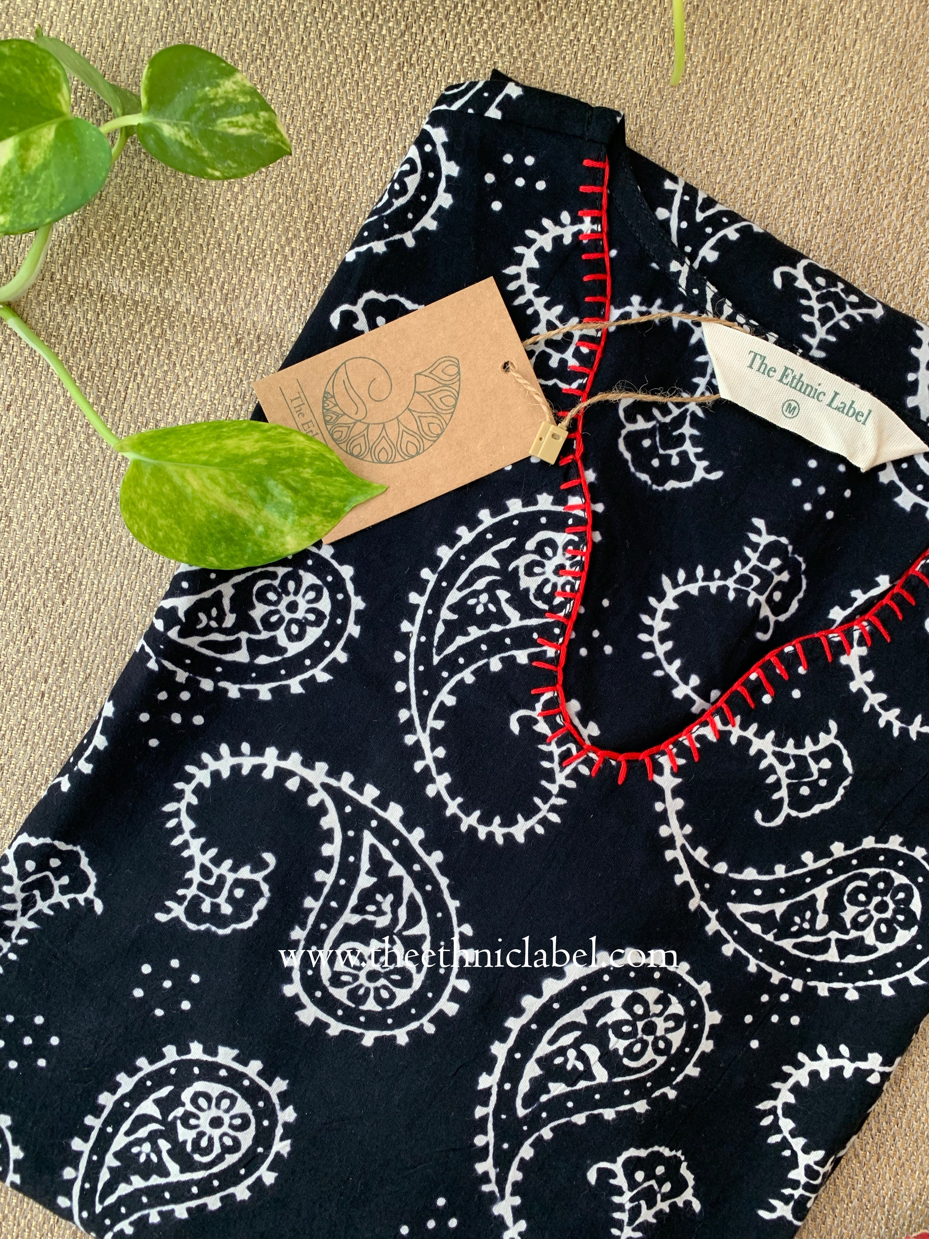 "Rubal" Hand Block Printed Scalloped Cotton kurta