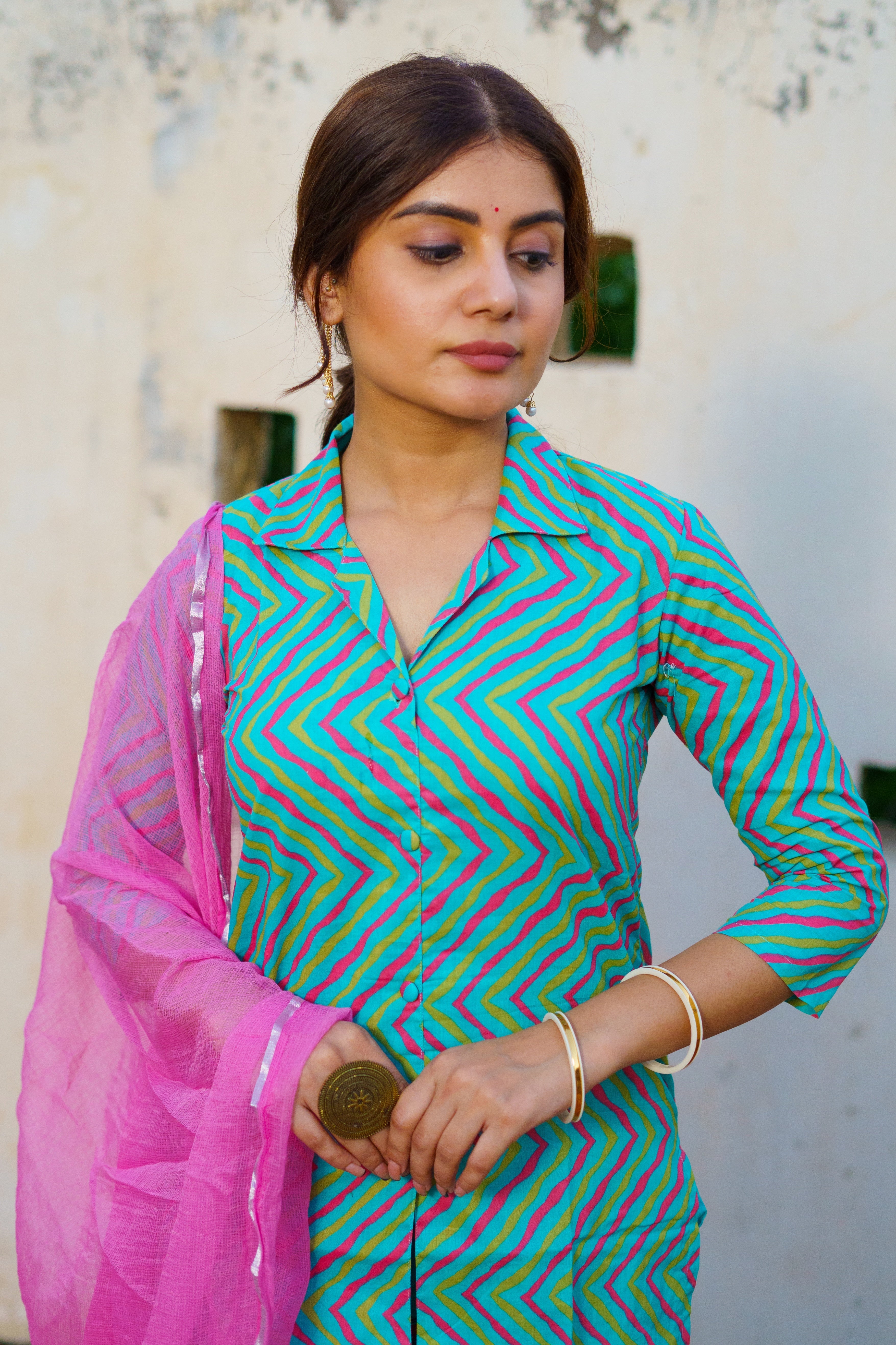 "Leher" Blue Cotton Kurta Set - 2pc