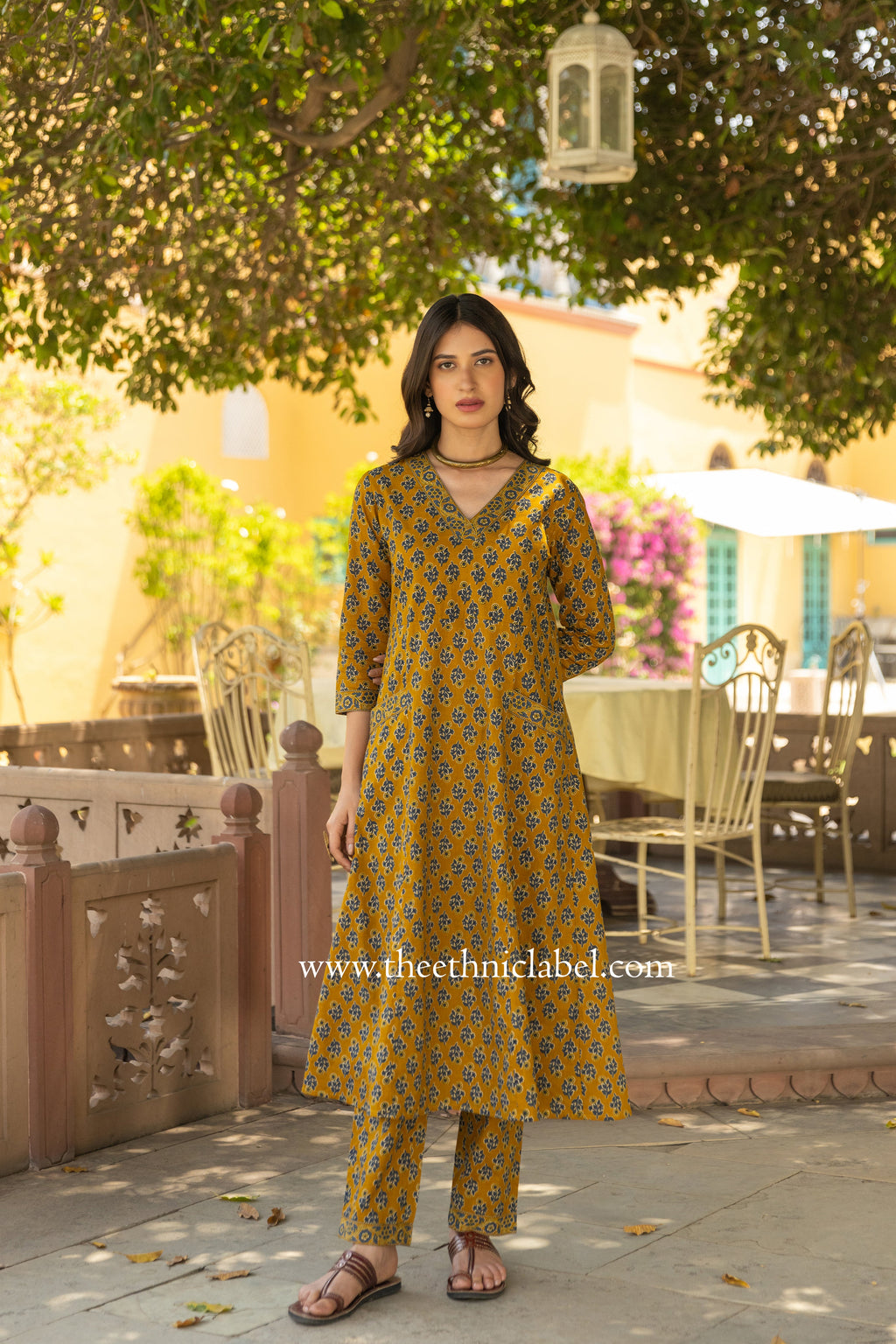 "Tatva" A line Hand Block Printed Cotton Co-ord set (2 pc)