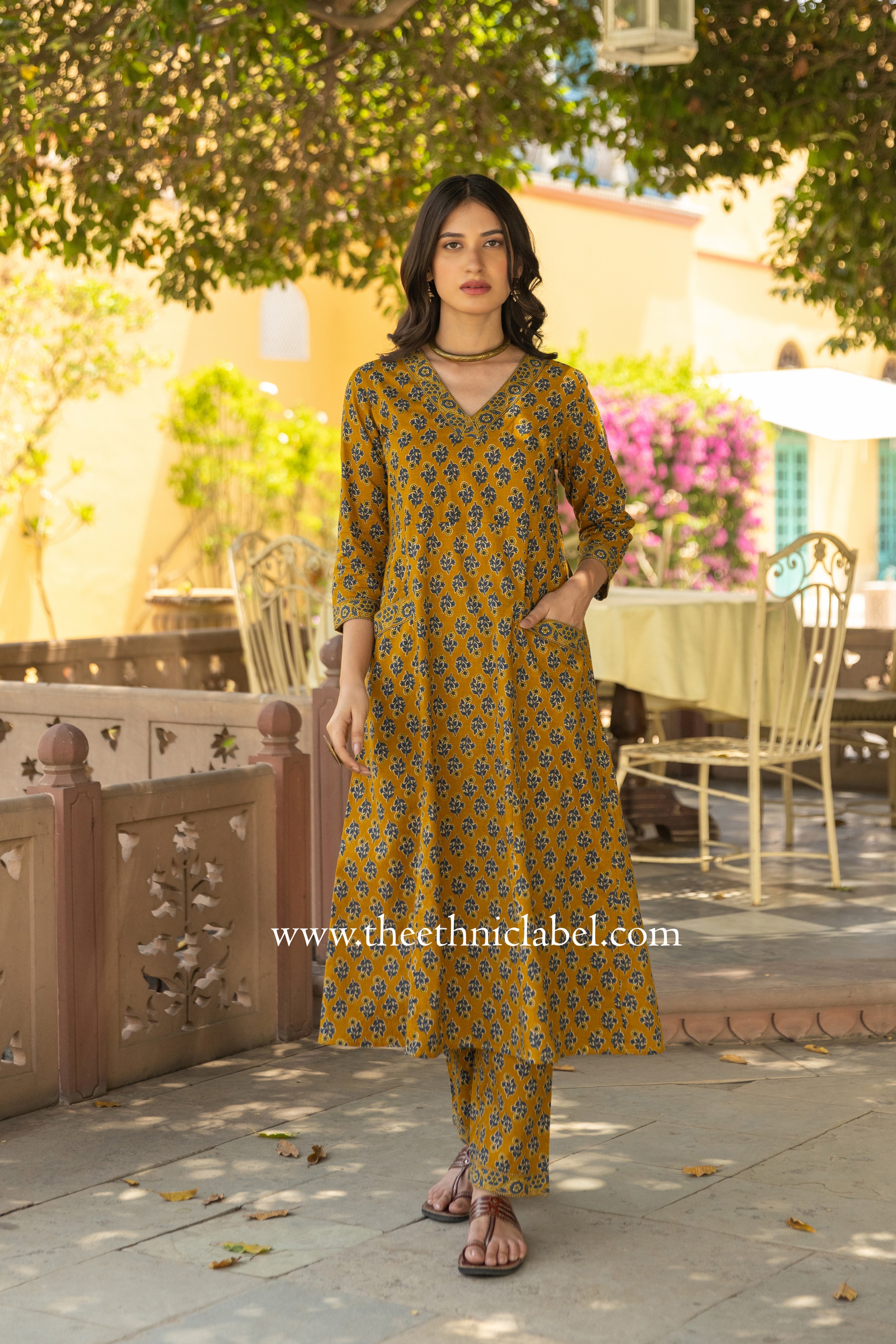 "Tatva" A line Hand Block Printed Cotton Co-ord set (2 pc)