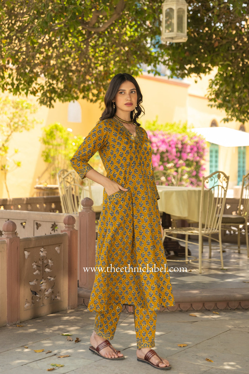 "Tatva" A line Hand Block Printed Cotton Co-ord set (2 pc)