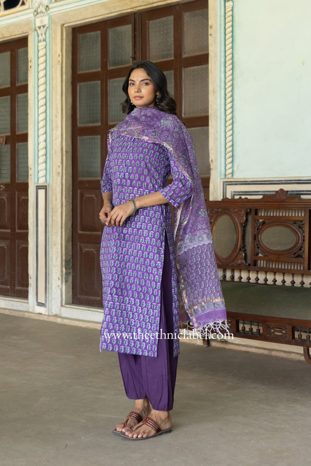 "Dori" hand Block Printed Cotton kurta set  - 2pc