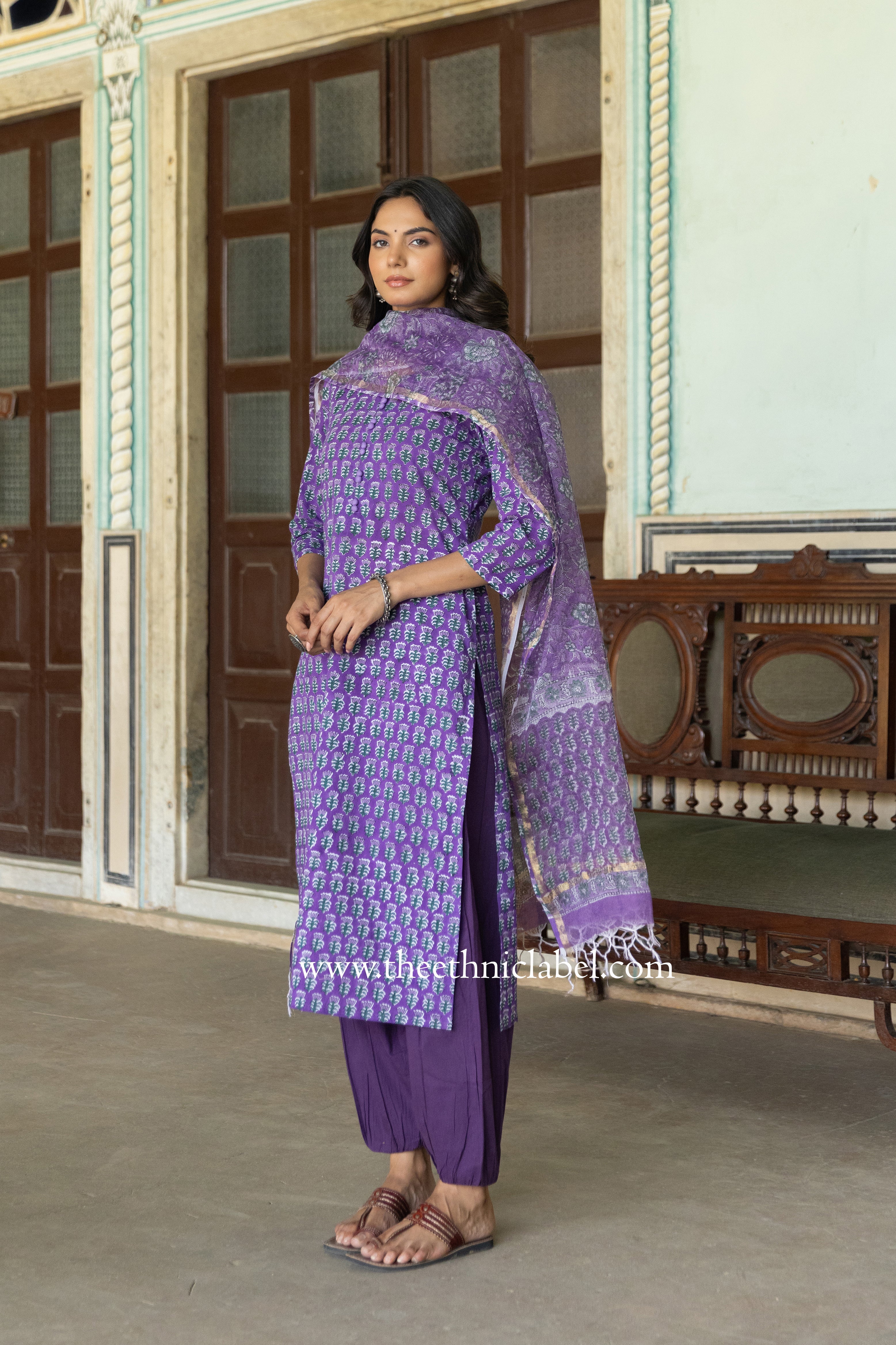 "Dori" hand Block Printed Cotton kurta set  - 2pc