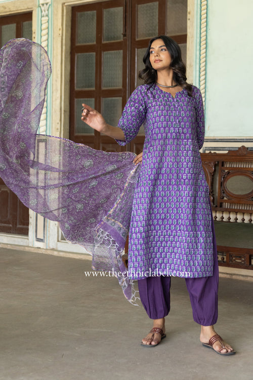 "Dori" hand Block Printed Cotton kurta set  - 2pc