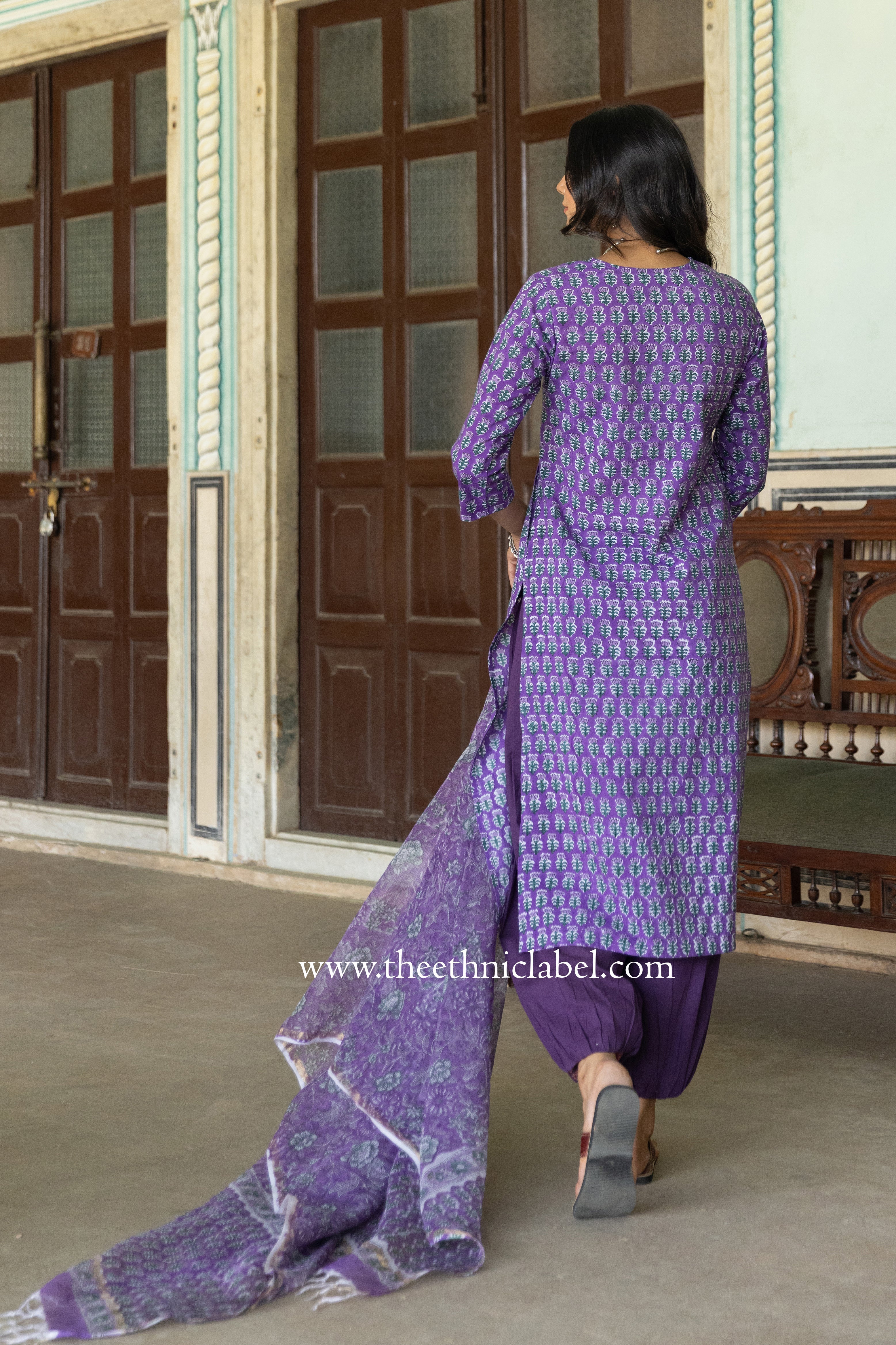 "Dori" hand Block Printed Cotton kurta set  - 2pc