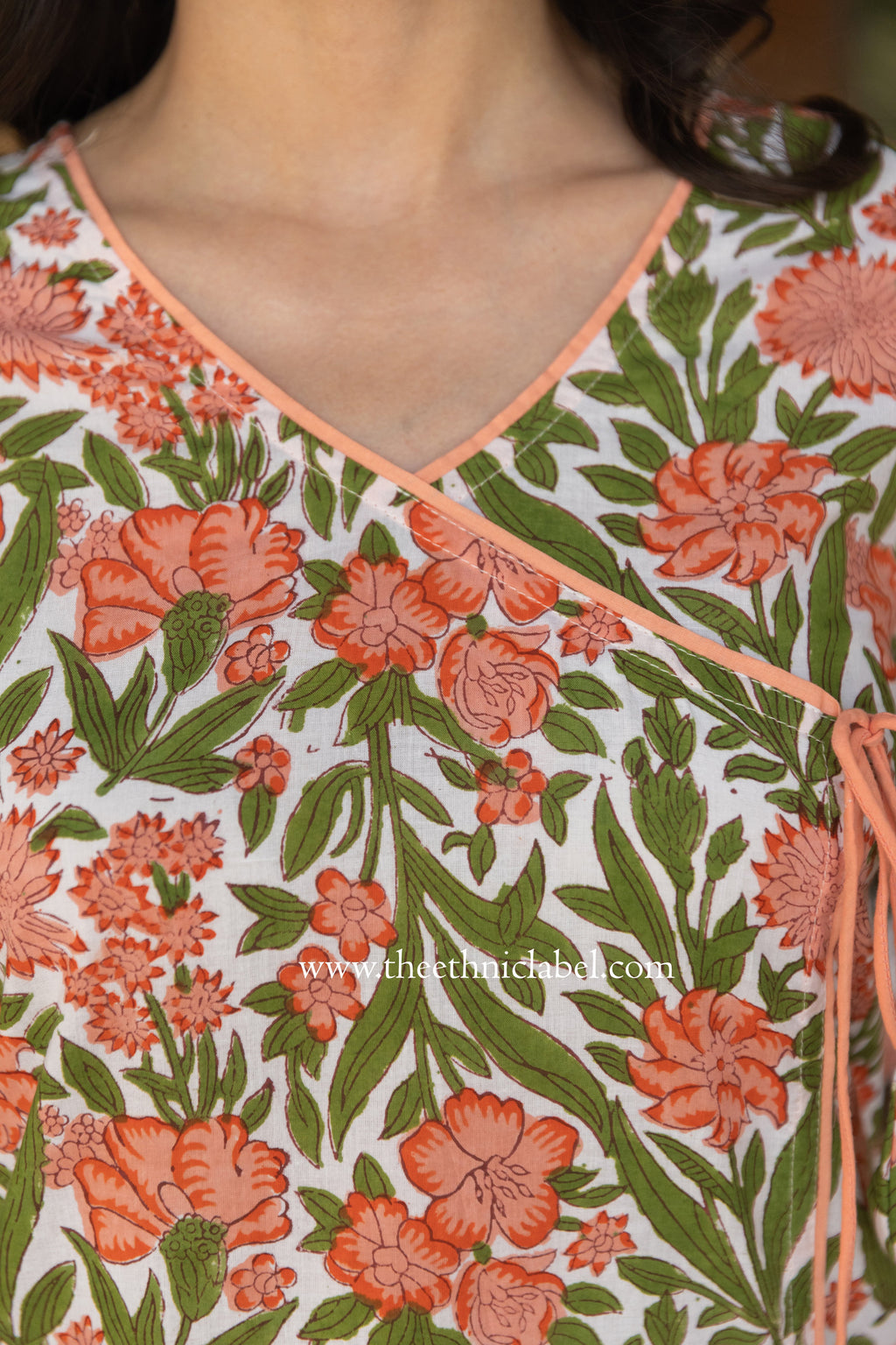 "Kopal" Hand Block Printed Angrakha Cotton kurta
