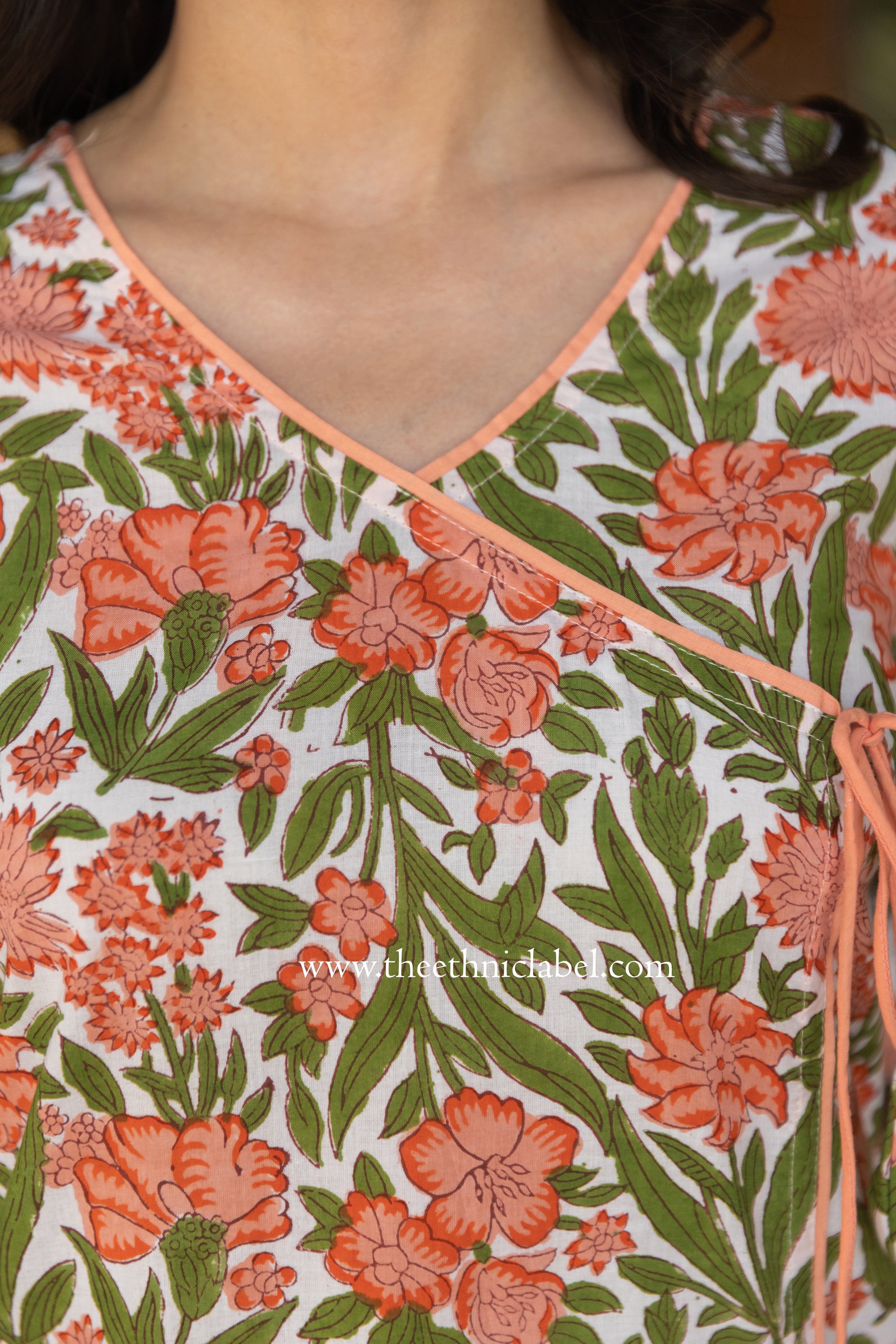 "Kopal" Hand Block Printed Angrakha Cotton kurta