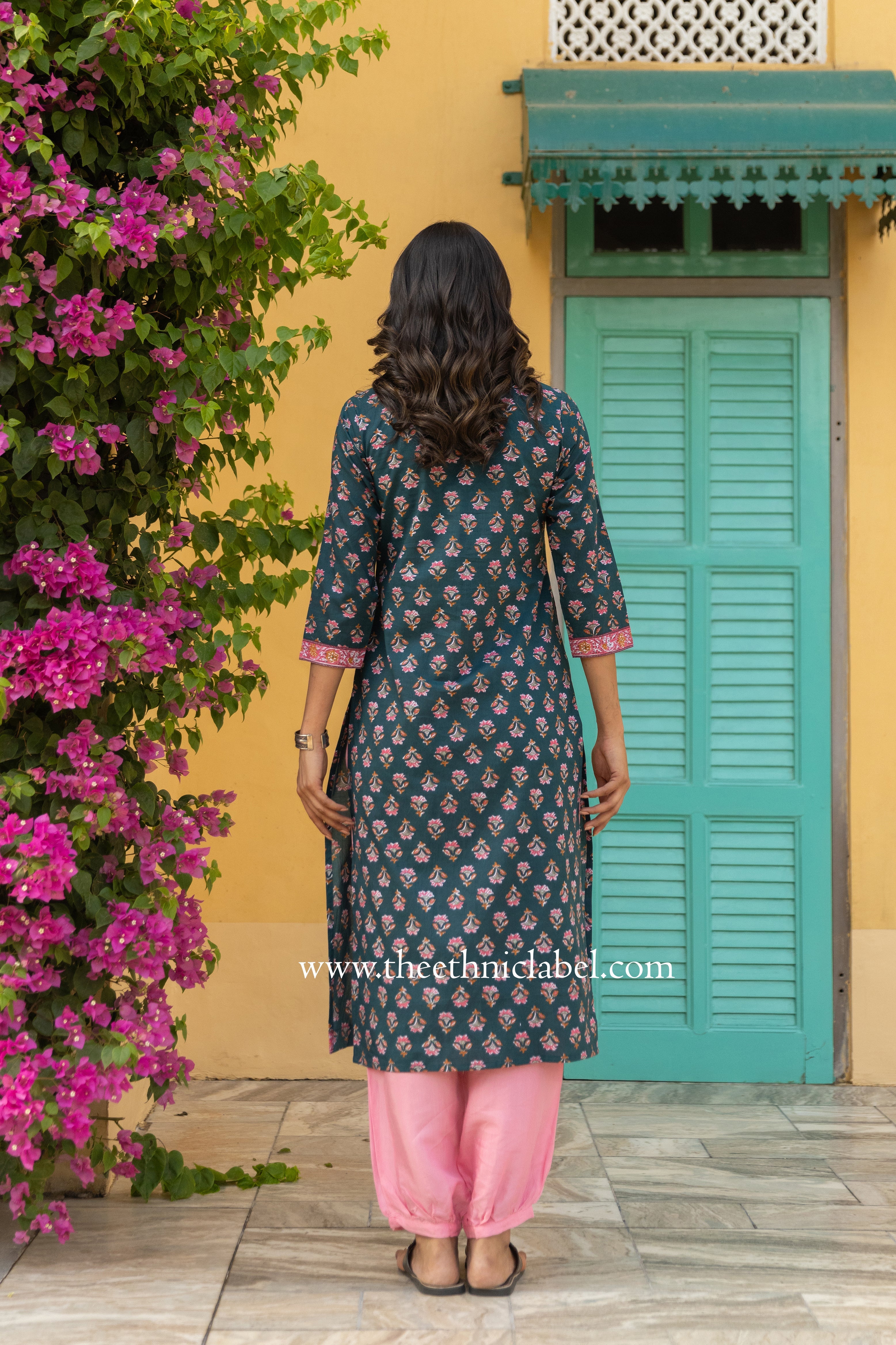 "Radhika" Hand Embroidered Cotton Kurta - XL, XXL, 3XL