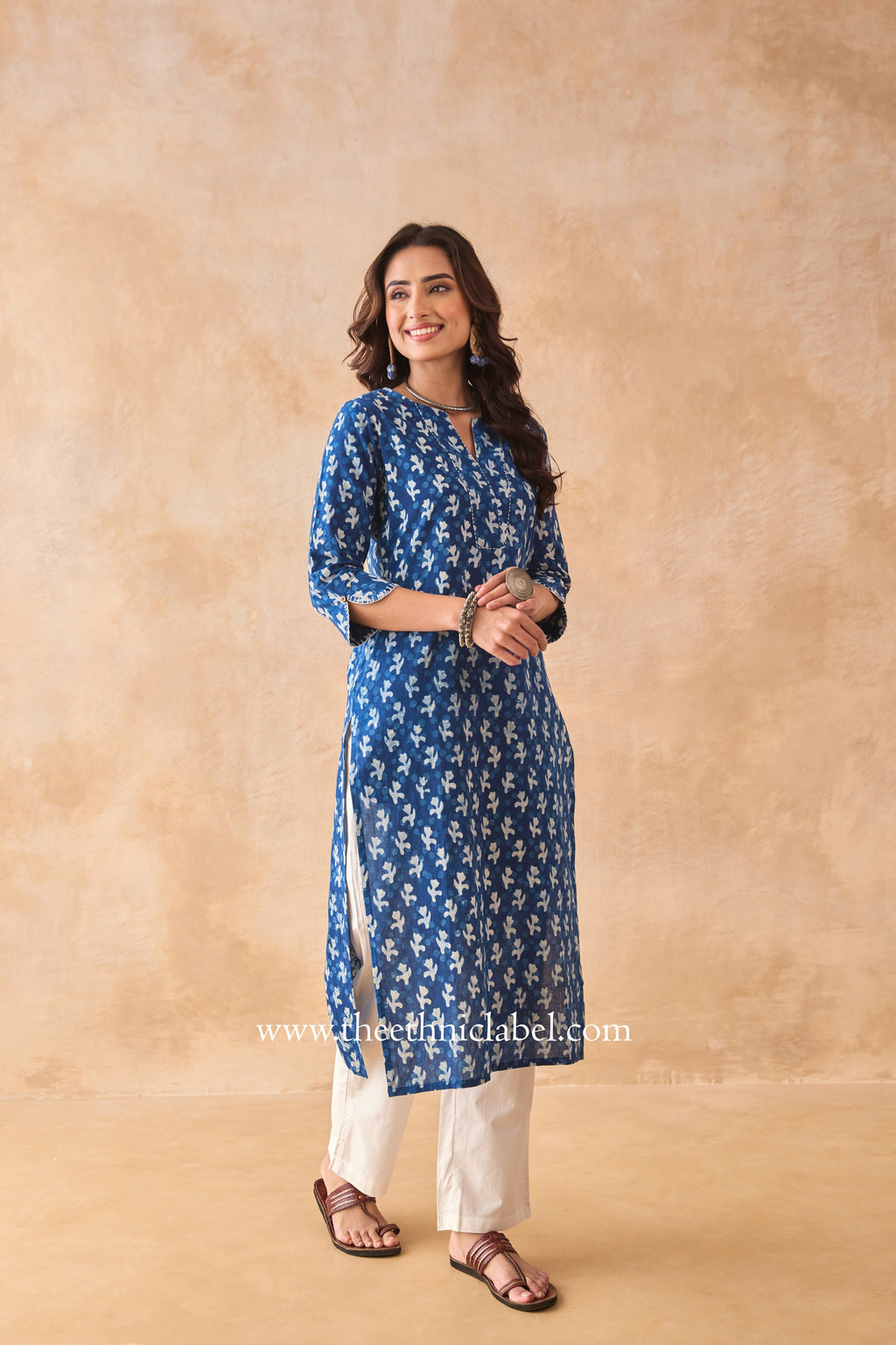 "Rangbhoomi" Indigo Block Printed Cotton kurta