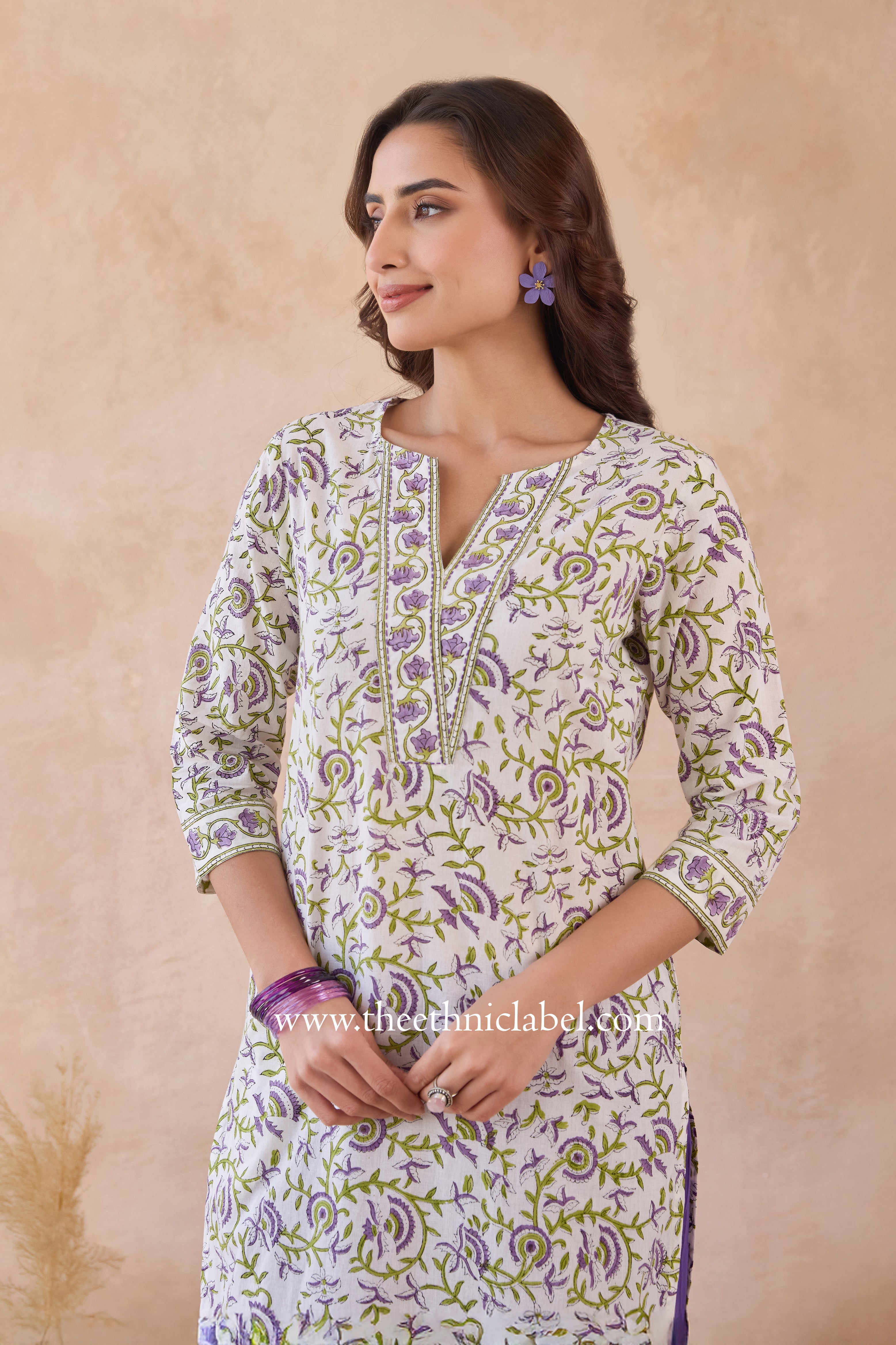 "Charisma" Hand Block Printed White Cotton kurta