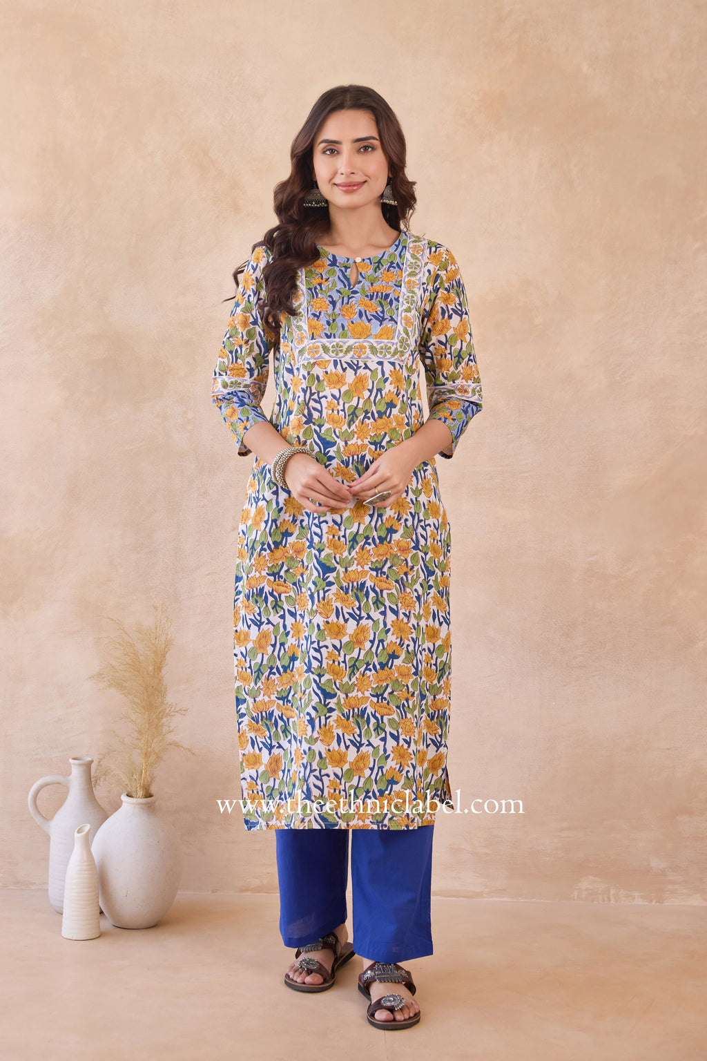 "Sumiran" Hand Block Printed Cotton kurta with dupatta (2pc)