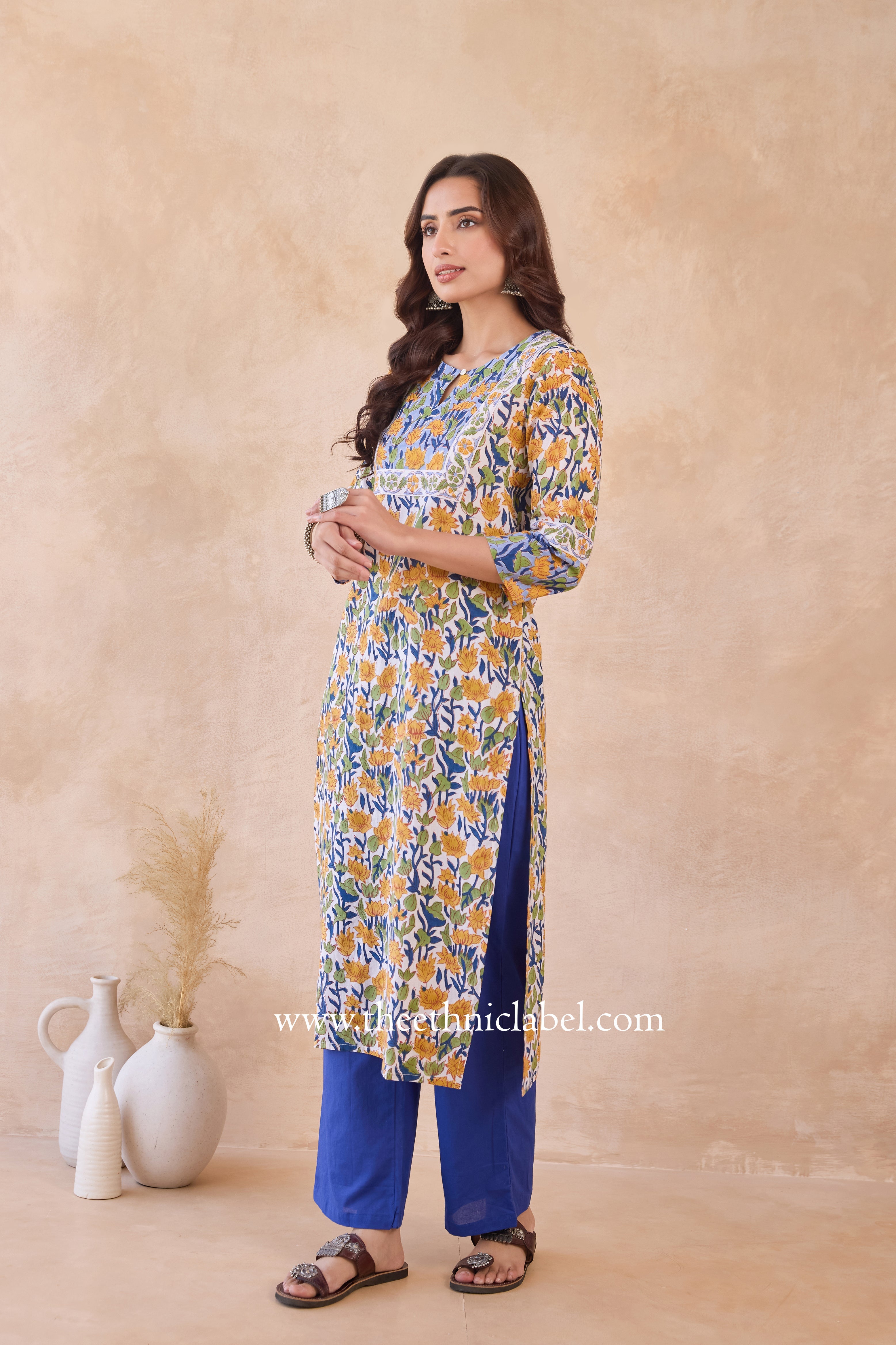 "Sumiran" Hand Block Printed Cotton kurta with dupatta (2pc)