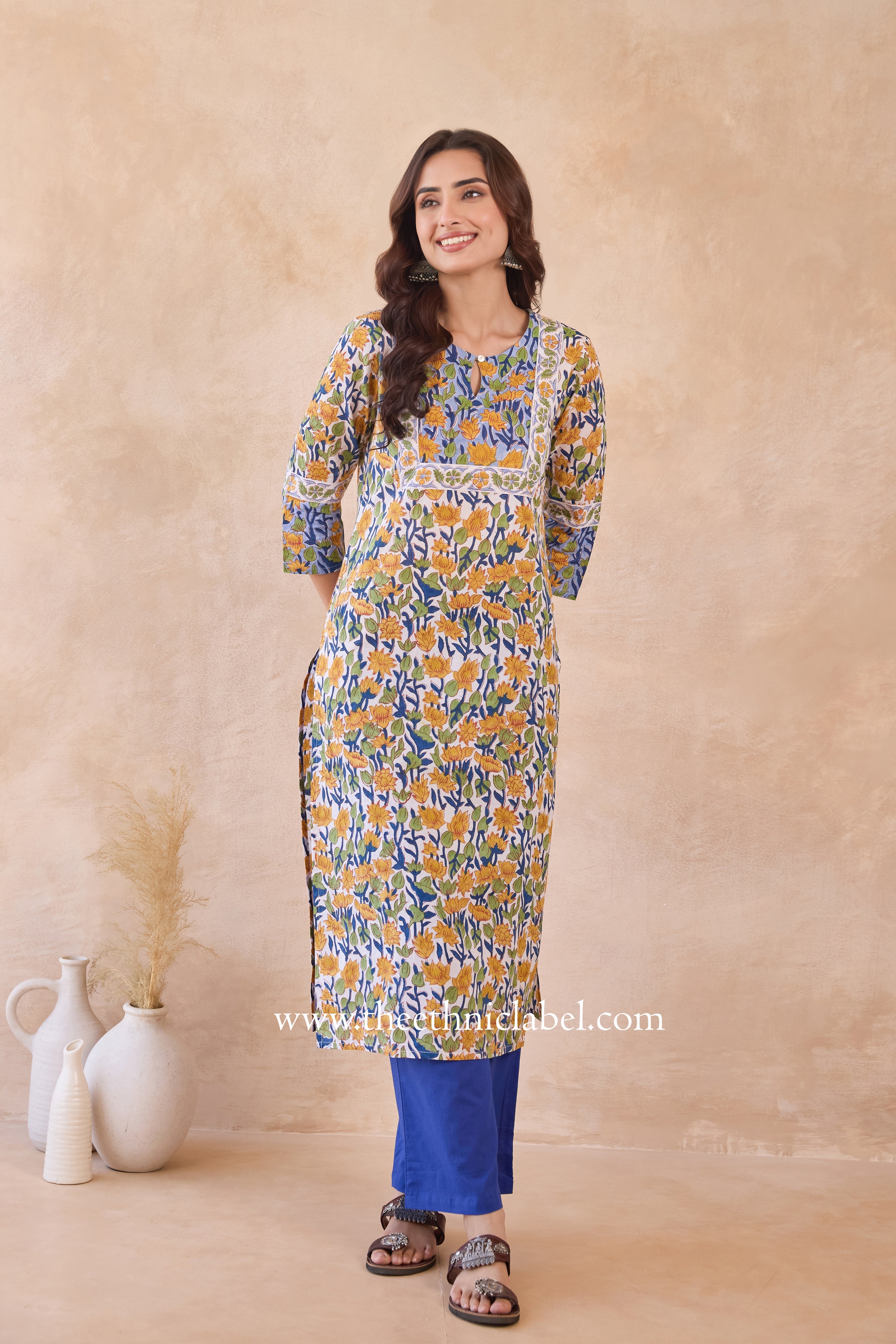 "Rutvi" Hand Block Printed Cotton kurta