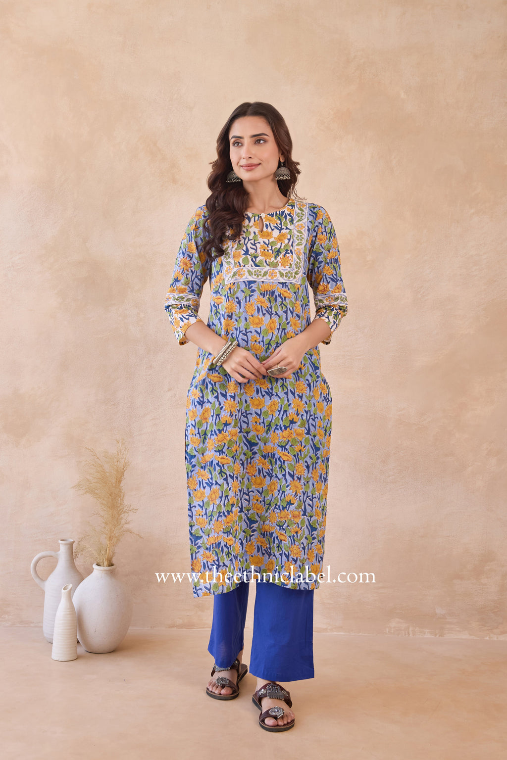 "Sravya" Hand Block Printed Cotton kurta