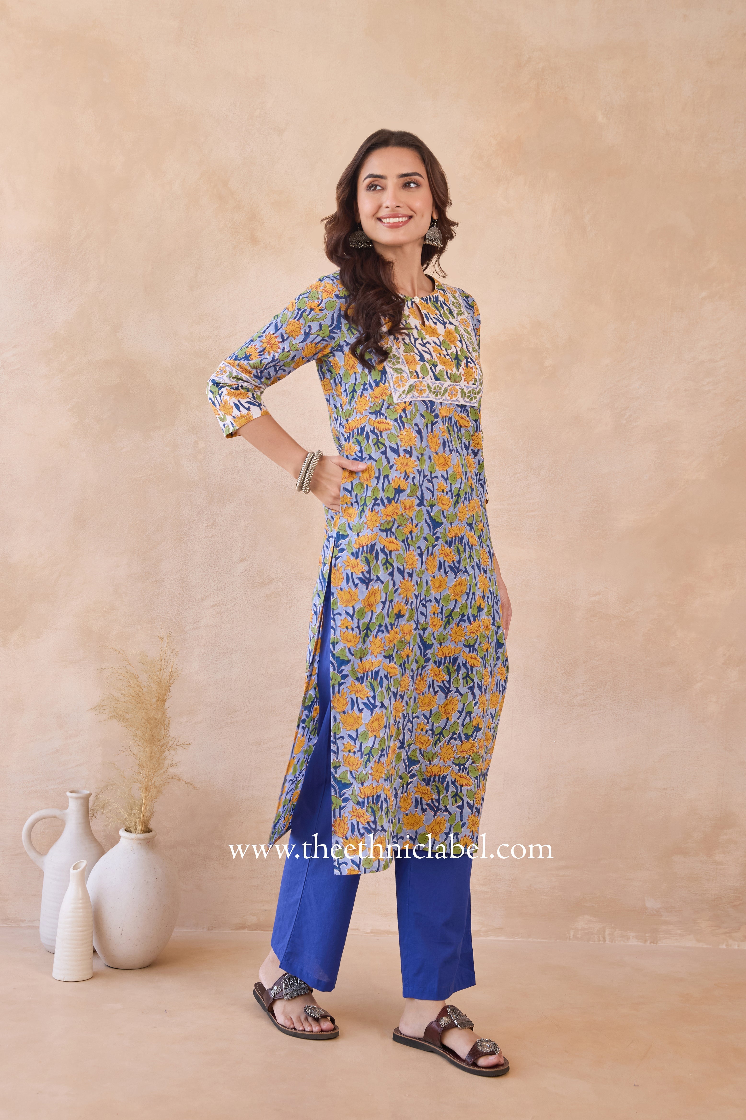 "Sravya" Hand Block Printed Cotton kurta