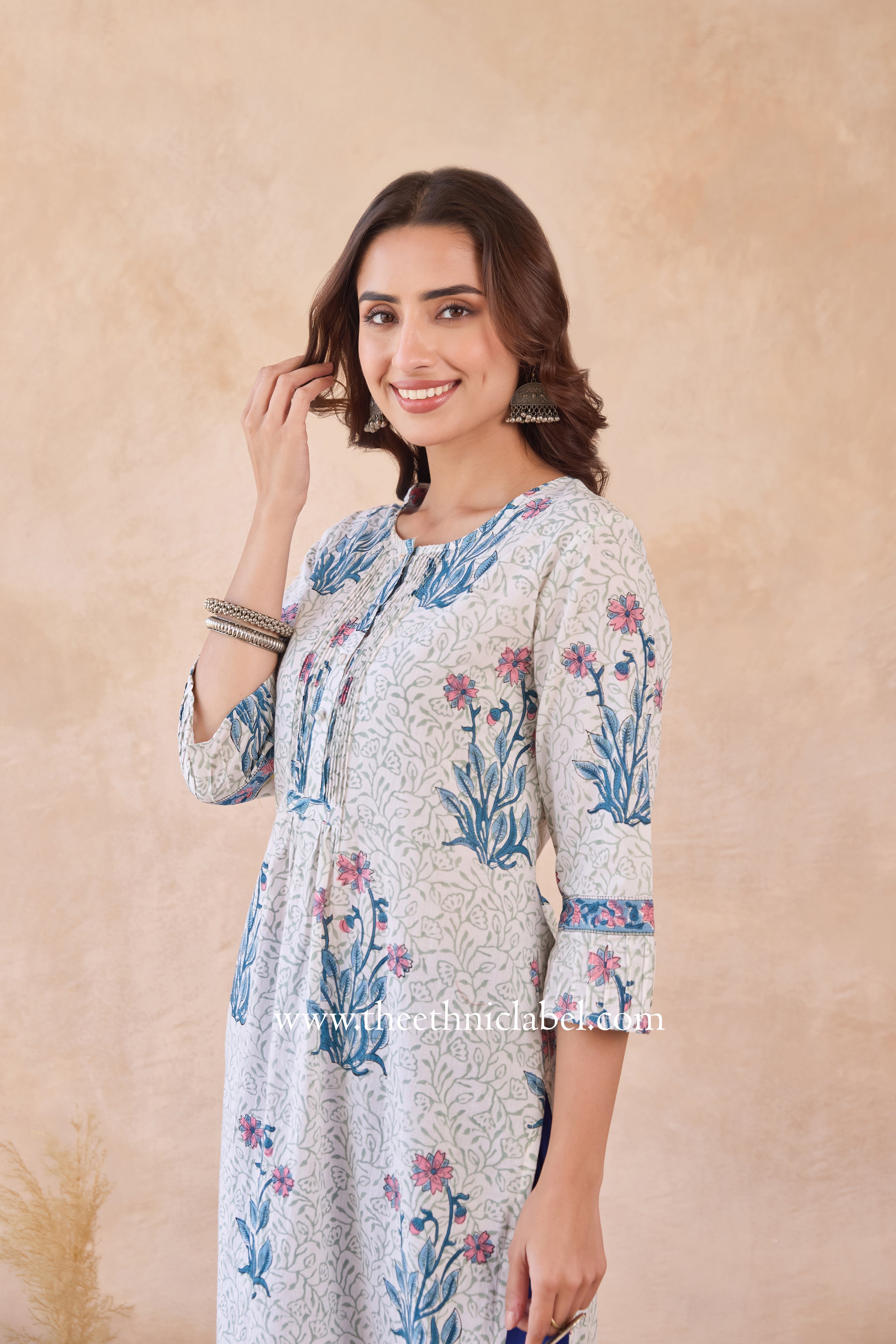 "Ravya" Hand Block Printed Cotton kurta