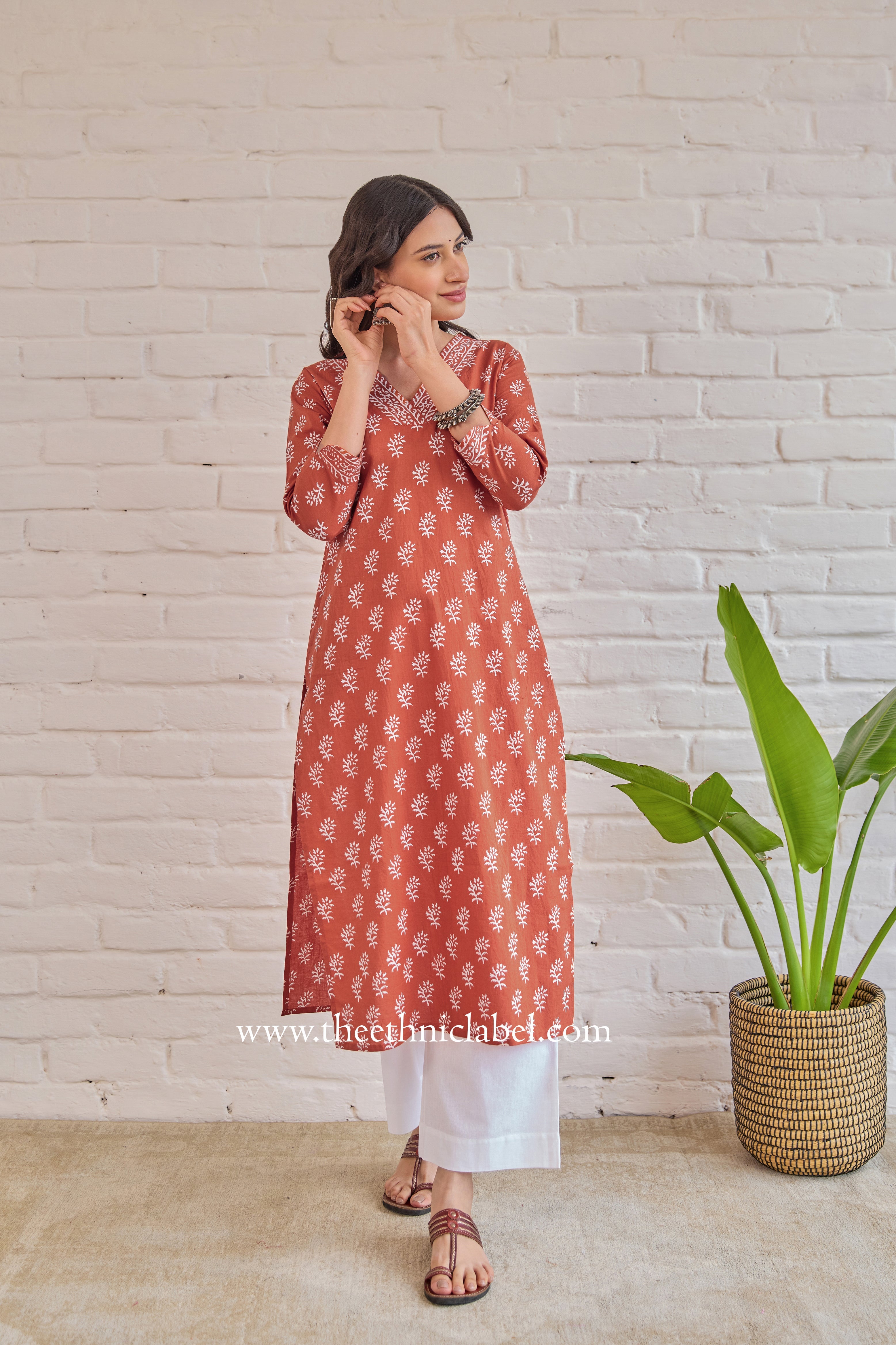 "Deepika" Hand Block Printed Cotton kurta