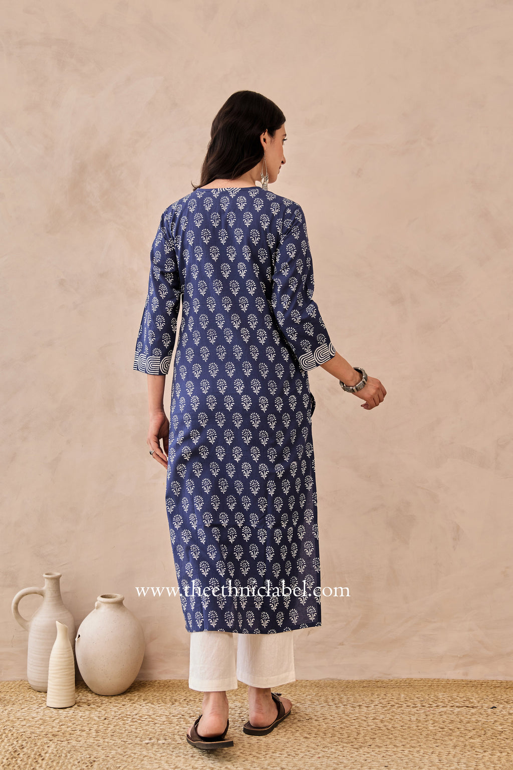 "Feroza" Hand Blockprinted Cotton Kurta