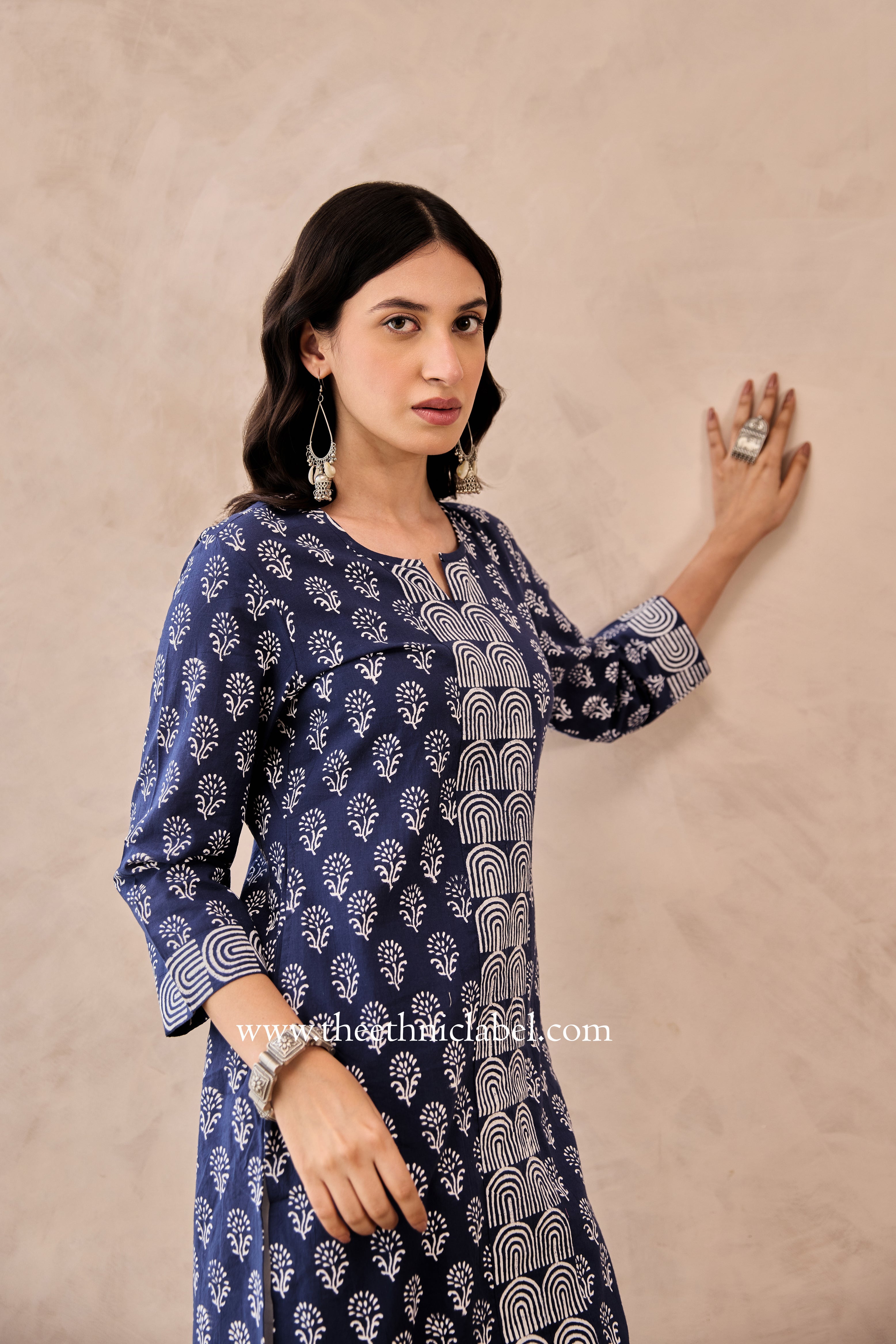 "Feroza" Hand Blockprinted Cotton Kurta