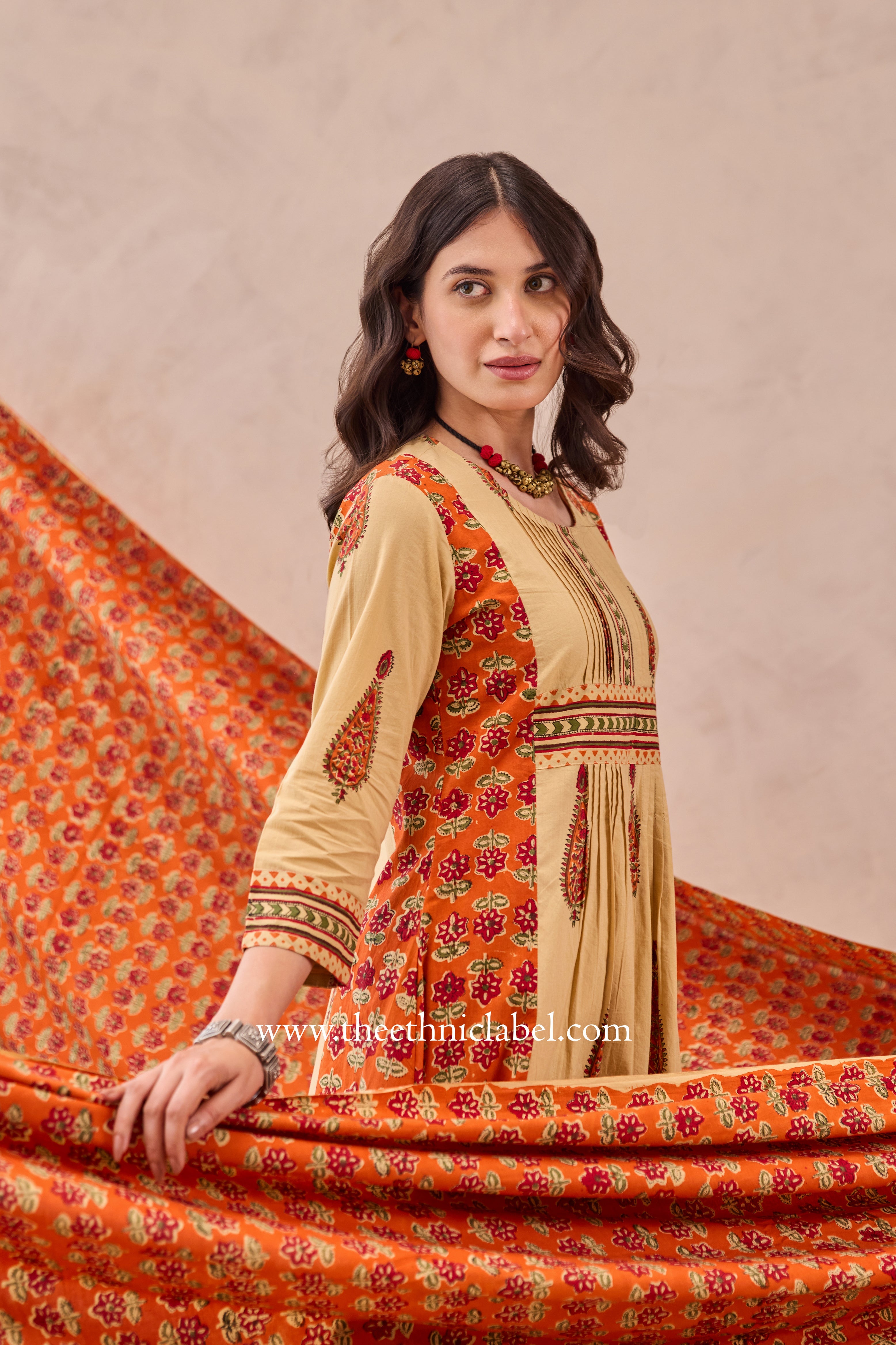 "Chandan" Hand Block Printed Cotton kurta pant set- 2pc