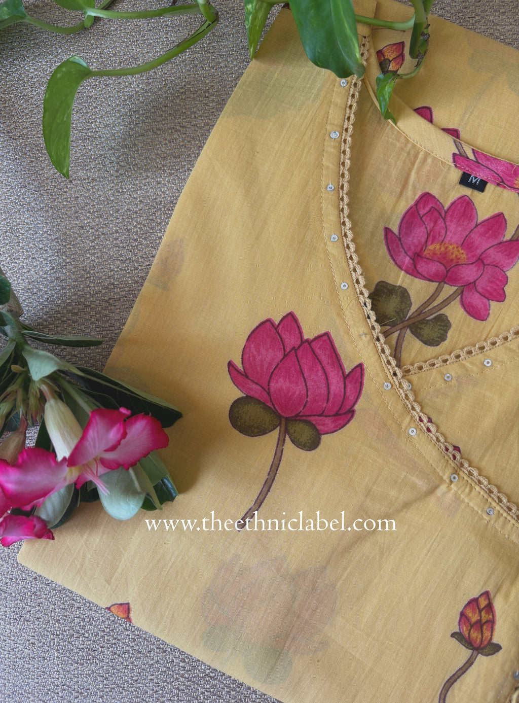 "Akshara" Yellow Angrakha Cotton kurta