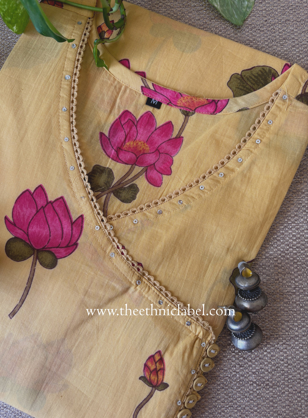 "Akshara" Yellow Angrakha Cotton kurta